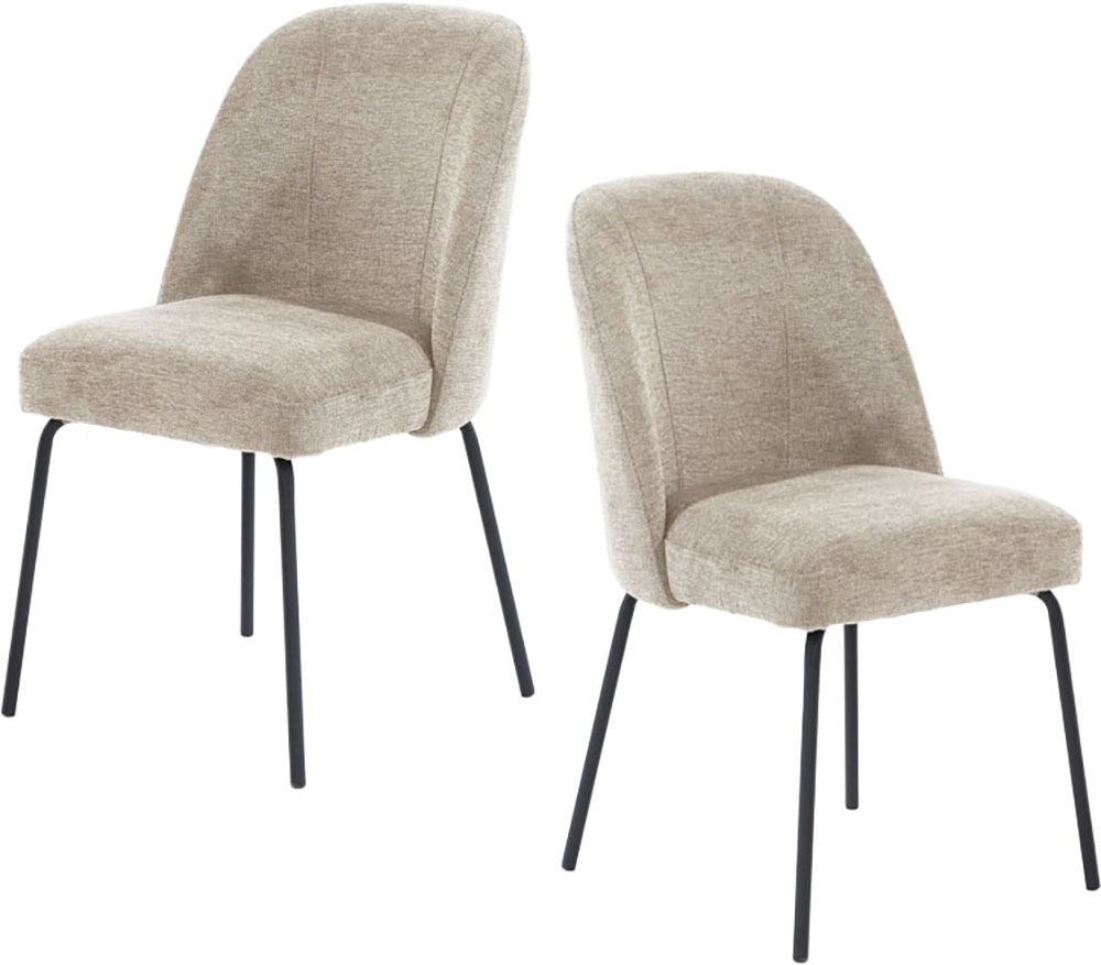 OTTO home Eckbankgruppe »Melvin (Set, 4-tlg. Tisch, Bank und 2 Stühle), Taschenfederkern« Tisch (120x75cm) schwarz, Bank und Stühle anthrazit oder beige