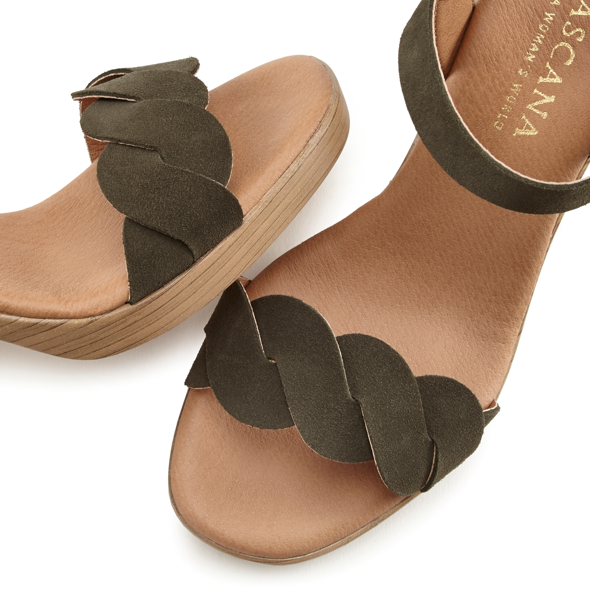 LASCANA Riemchensandalette, Sandale, Sommerschuh aus Leder mit Blockabsatz