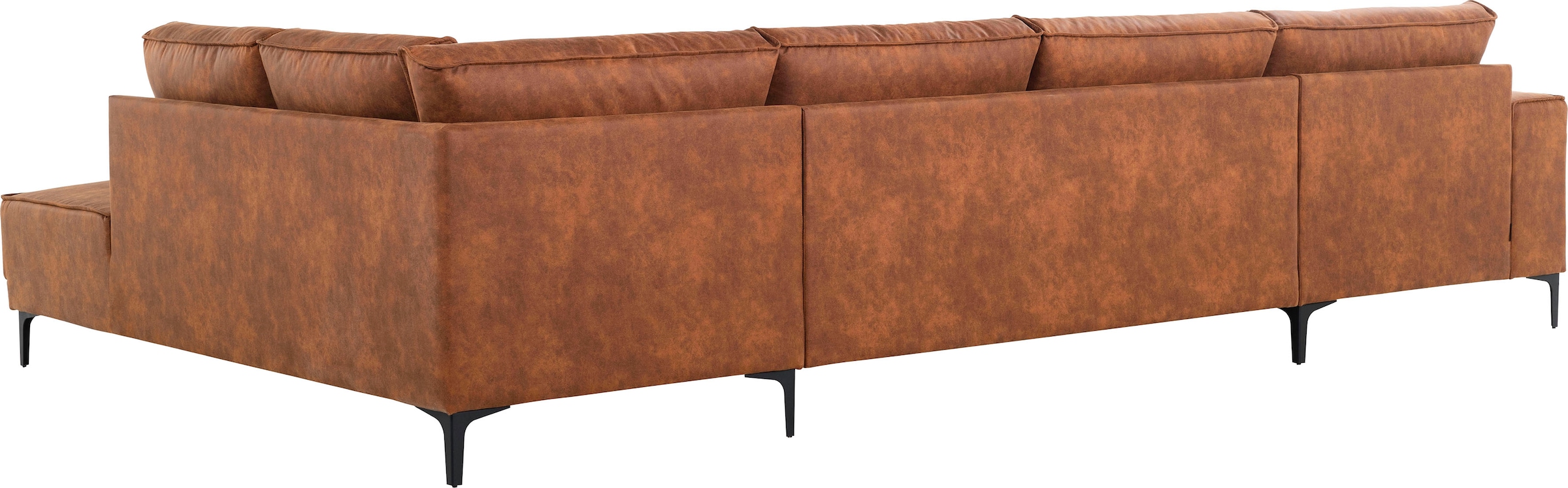 Places of Style Wohnlandschaft »XXL Sofa Oland, Struktur, Flachgewebe, Luxus-Microfaser, Boucle«, U-Form, 345 cm, Wellenunterfederung, Skandi-Design, Metallfüße