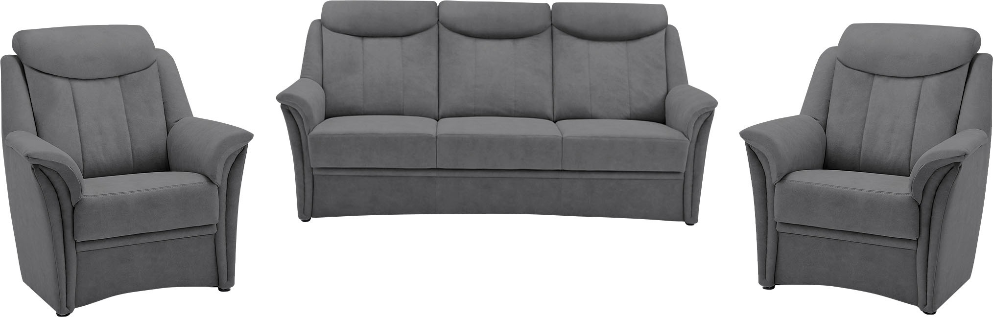 VILLA BECK Polstergarnitur »Lugano«, (Set, 3 tlg.), Kopfteilverstellung, in Sitzhöhe 49 cm, 3-Sitzer und 2x Sessel