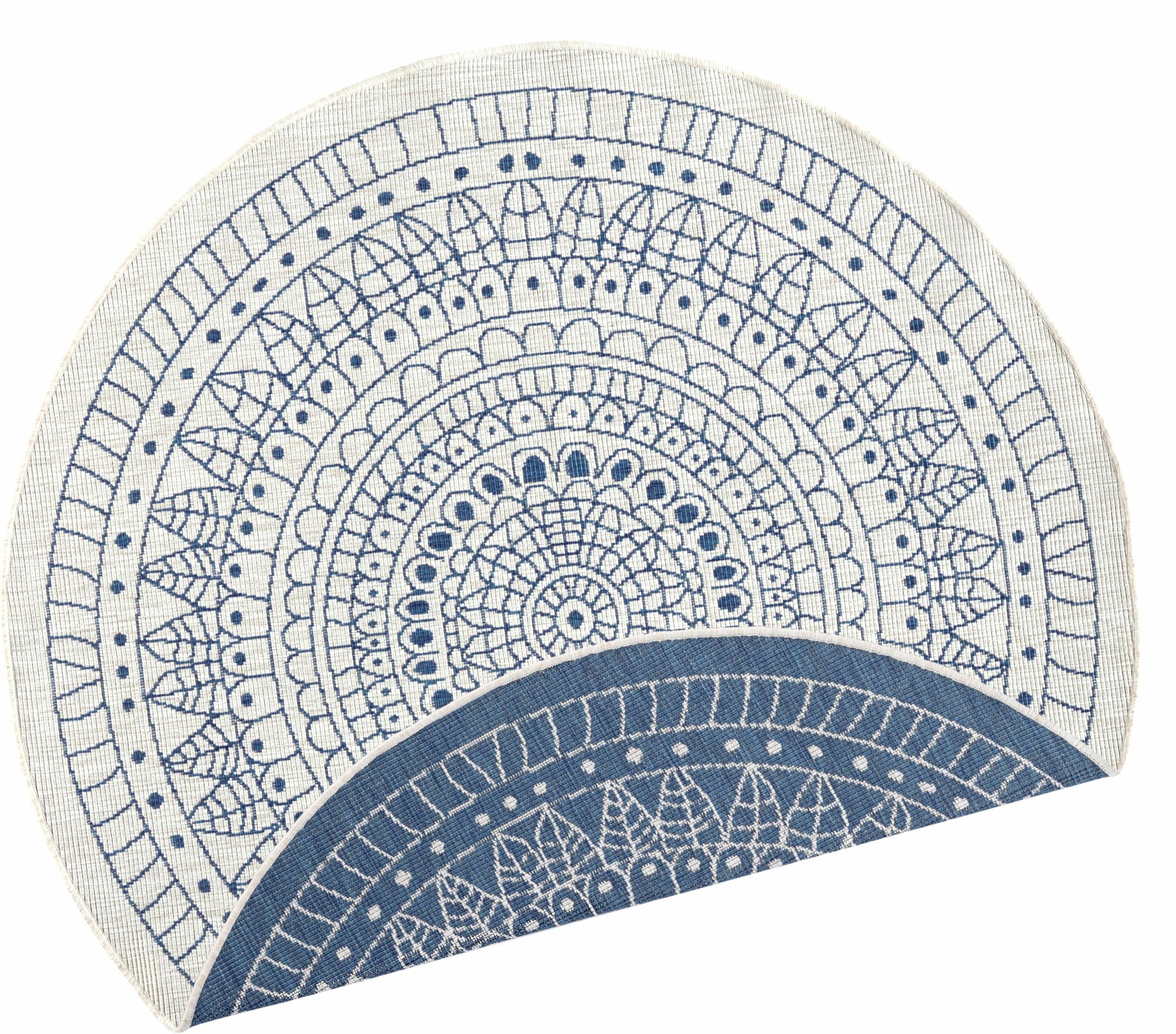 NORTHRUGS Teppich »Porto Wendeteppich«, rund, 5 mm Höhe, In-& Outdoor, Wetterfest, Balkon, Garten, Wohnzimmer, Wasserfest