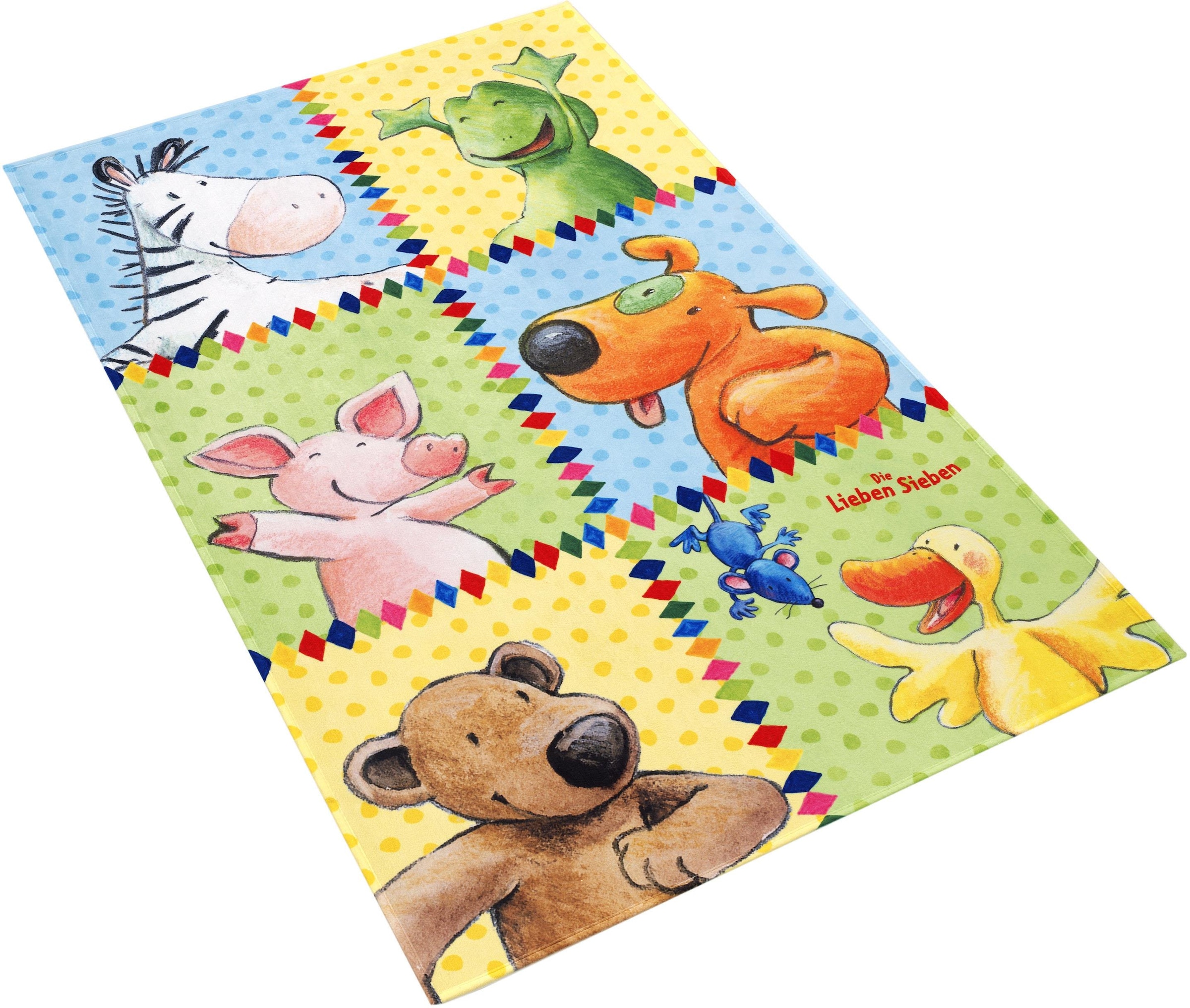 Kinderteppich »LS-213«, rechteckig, Stoff Druck, Patchwork Design, Motiv Tiere, weiche...