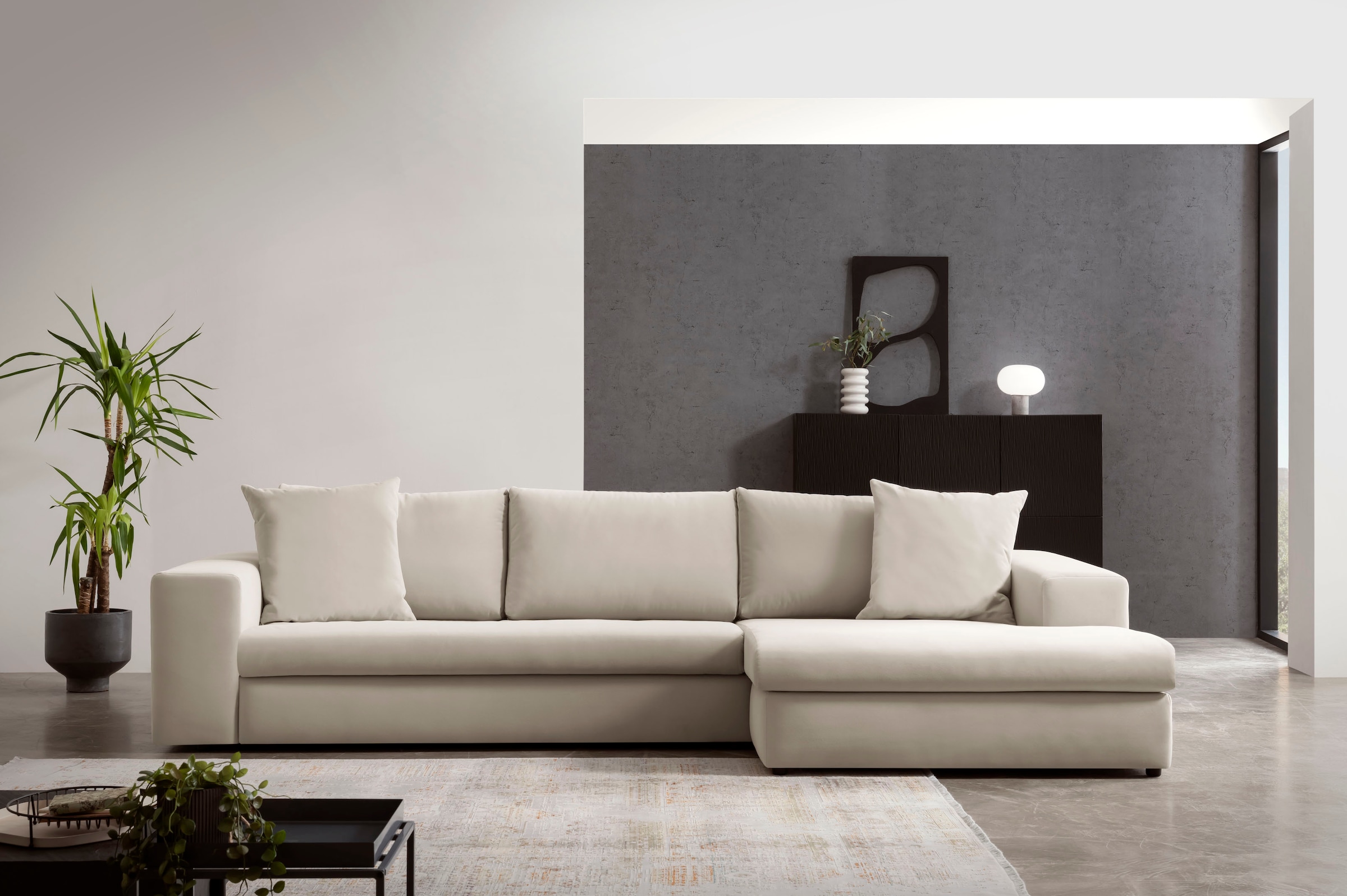 Home affaire Ecksofa "SLEETLAND XXL in Samtvelours oder Vintage-Leder-Optik günstig online kaufen