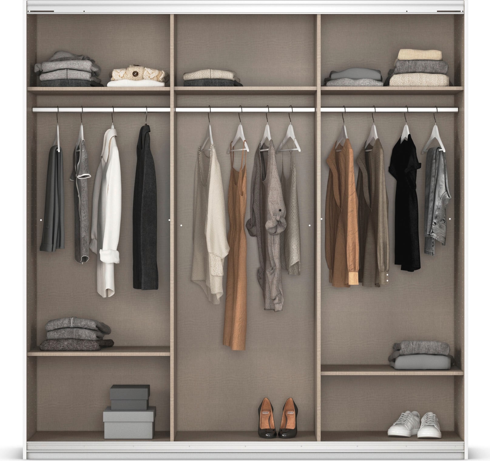 rauch Schwebetürenschrank »Kleiderschrank Schrank OTTO´S CHOICE Garderobe AGORDO«, (in zwei Griff-Farben), Top Innenausstattung, in 4 Breiten und 2 Höhen MADE IN GERMANY