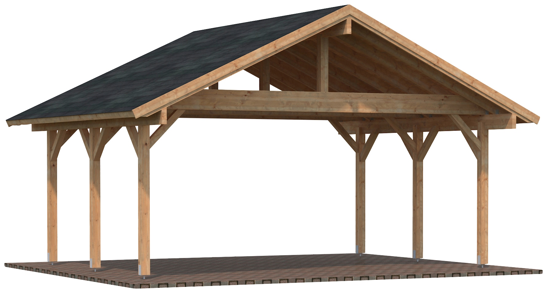 Palmako Doppelcarport "Robert" Massivholz hellbraun