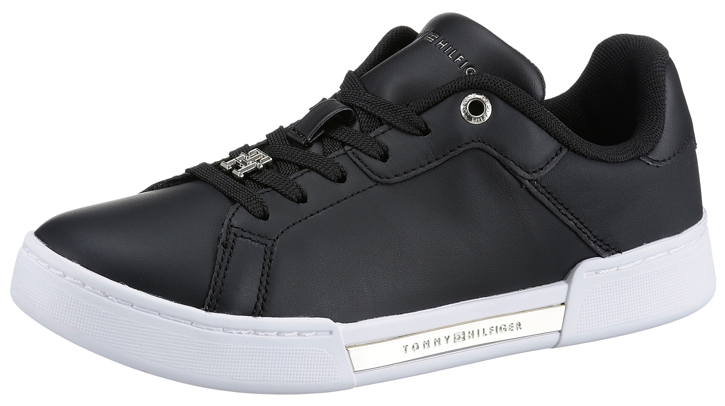 Tommy Hilfiger Sneaker »COURT SNEAKER GOLDEN TH«, mit goldfarbenen Details, Freizeitschuh, Halbschuh, Schnürschuh