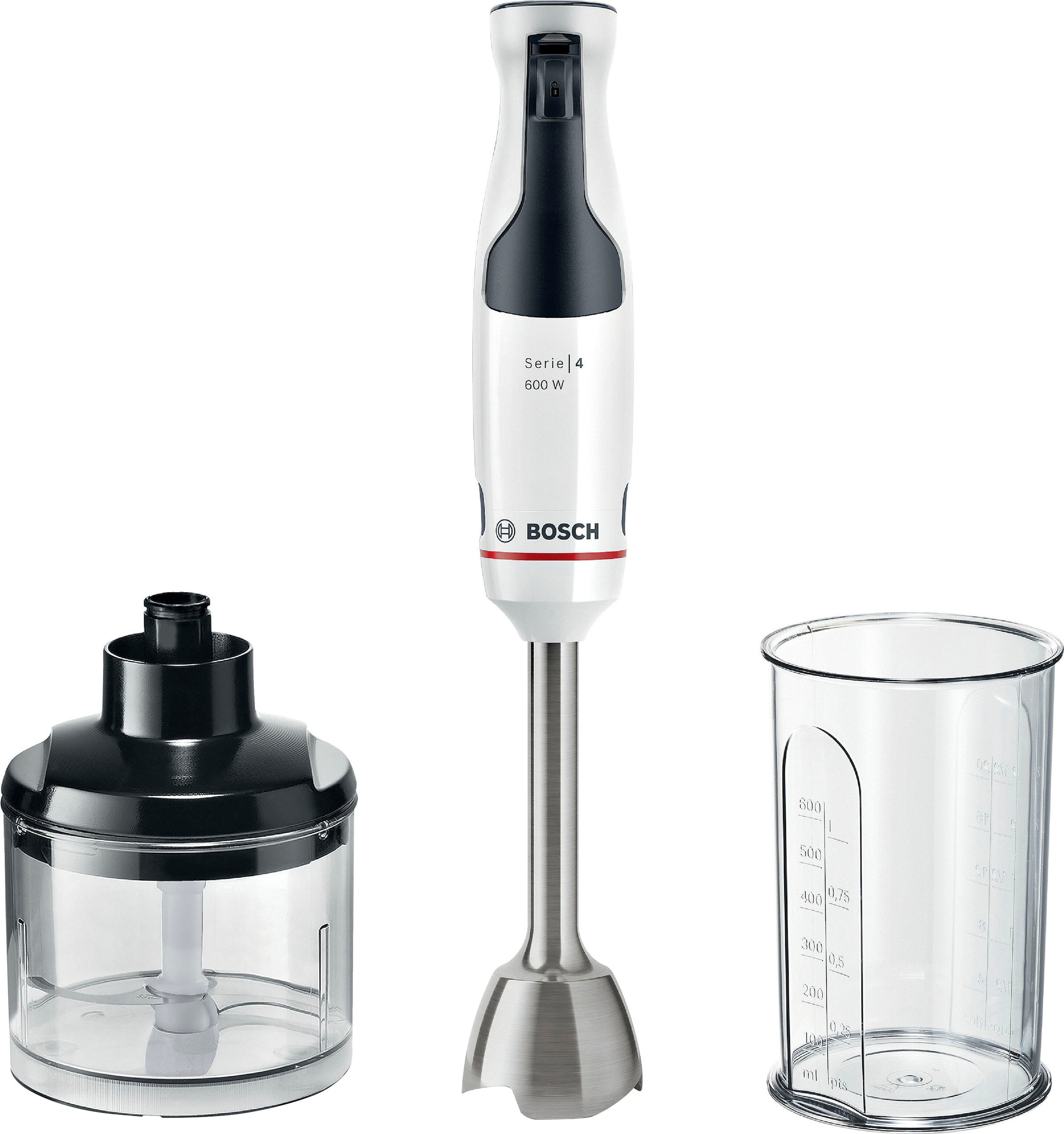 BOSCH Stabmixer "MSM4W220 ErgoMaster Serie 4", 600 W, Keramik-Kupplung, Edelstahl-Mixfuß, Zerkleinerer