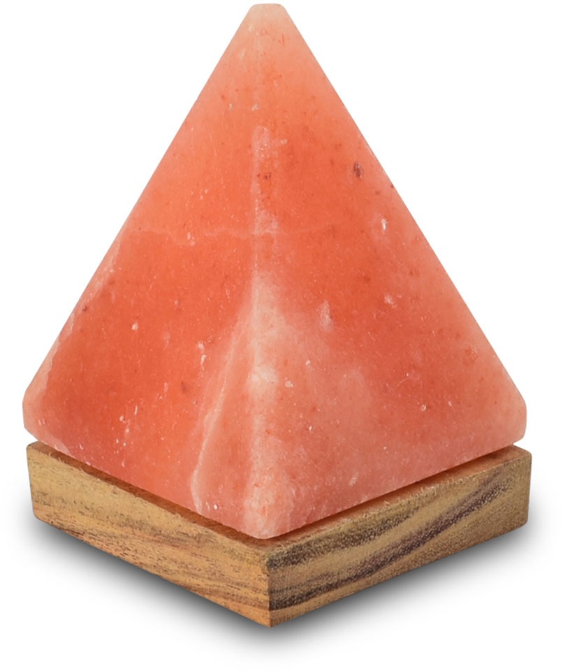 Salzkristall-Tischlampe "USB-Pyramide", Ø 7cm H: 11cm, 1 Stk., orange, HIMALAYA SALT DREAMS, Leuchten, Handgefertigt aus Salzkristall - jeder Stein