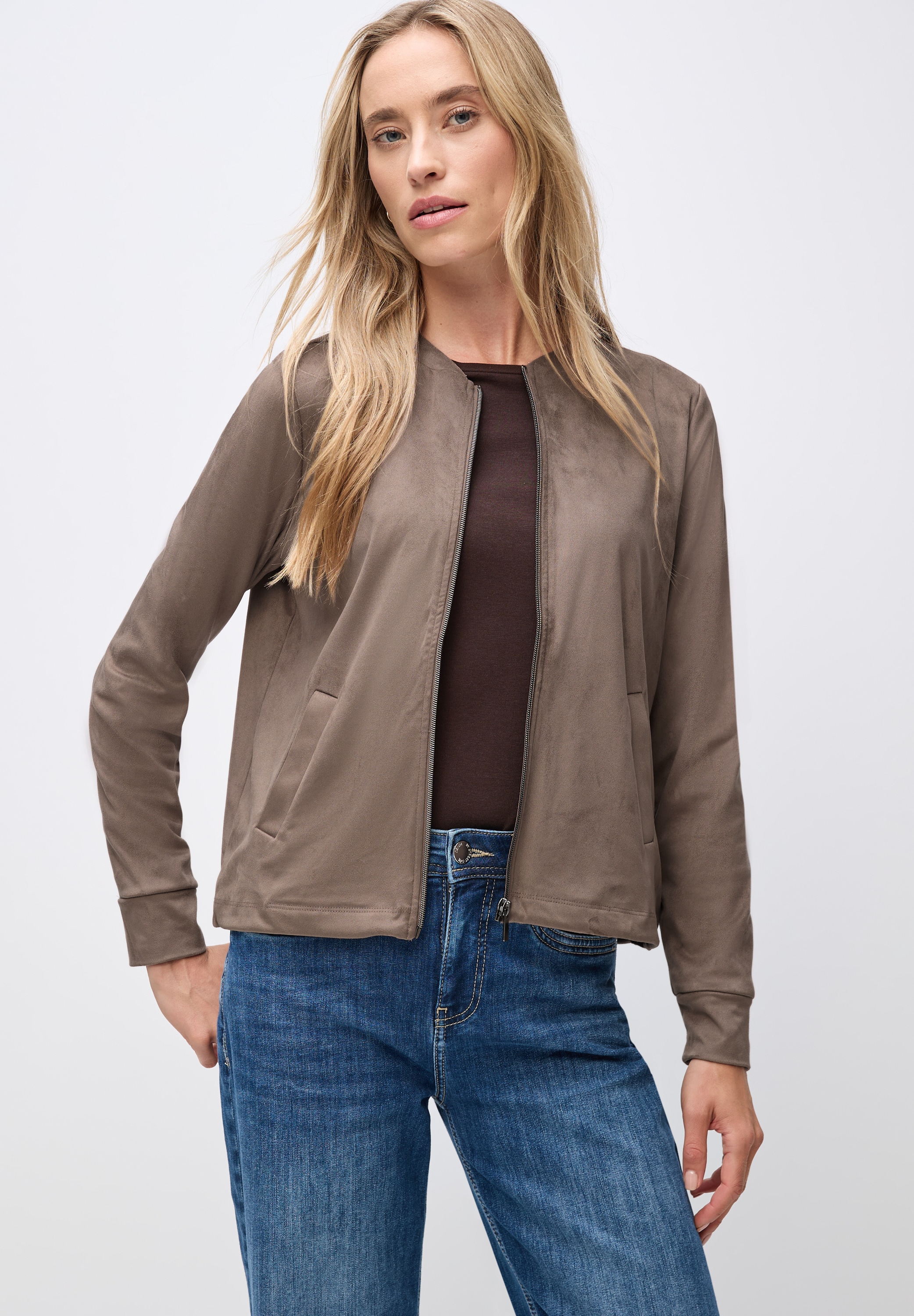 STREET ONE Lederimitatjacke, ohne Kapuze, mit Rundhalsausschnitt günstig online kaufen