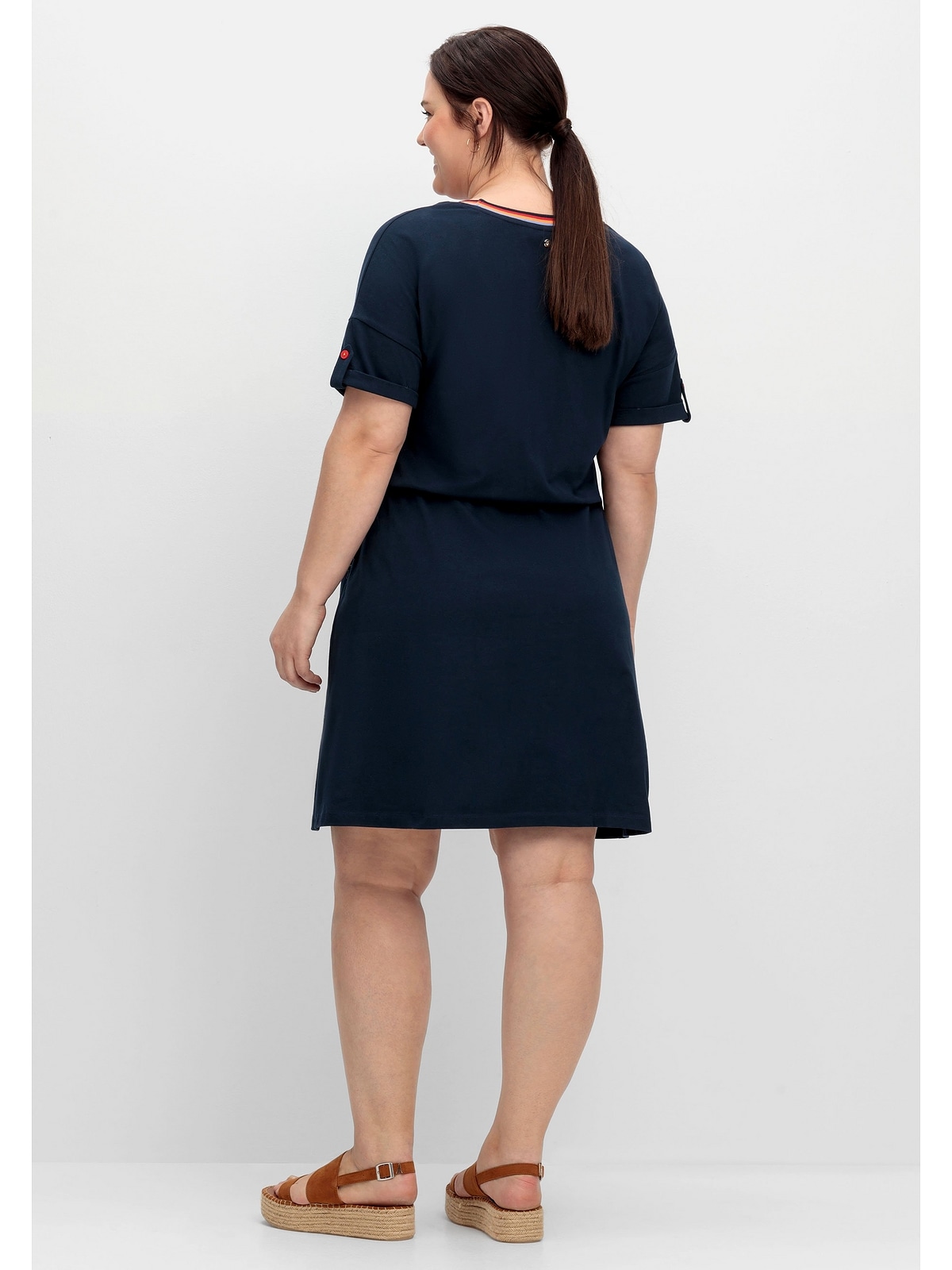 Sheego Jerseykleid "Große Größen", mit Ringelbündchen und Tunnelzug günstig online kaufen