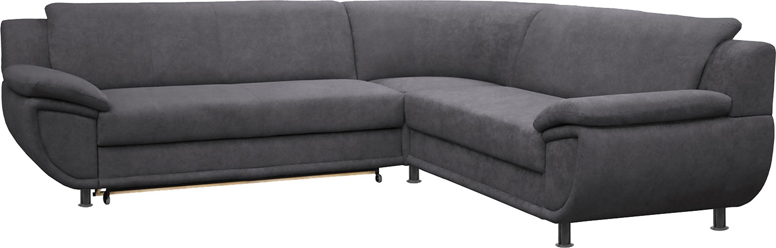 TRENDMANUFAKTUR Ecksofa »Rondo wahlweise mit Schlaffunktion, 267x247 cm (BxT), breite Armlehnen«, L-Form, wahlweise mit Federkern bestellbar, Füße schwarz