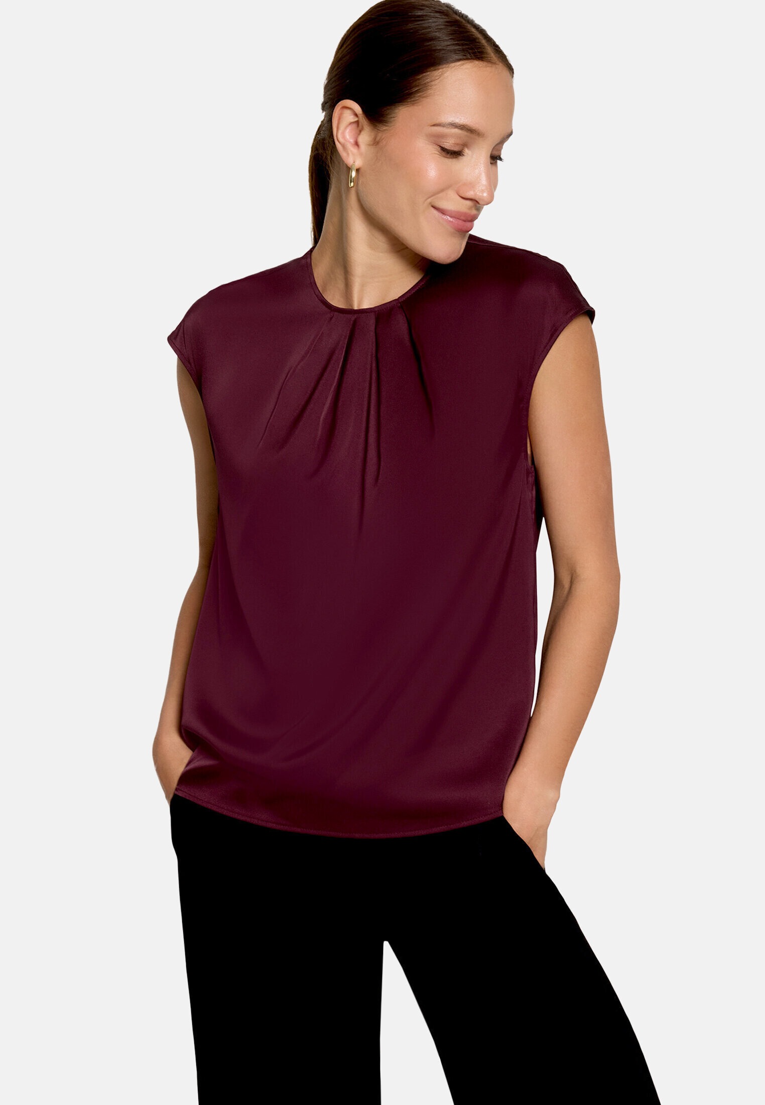 Zero Satinbluse »Damen mit Rundhalsausschnitt«