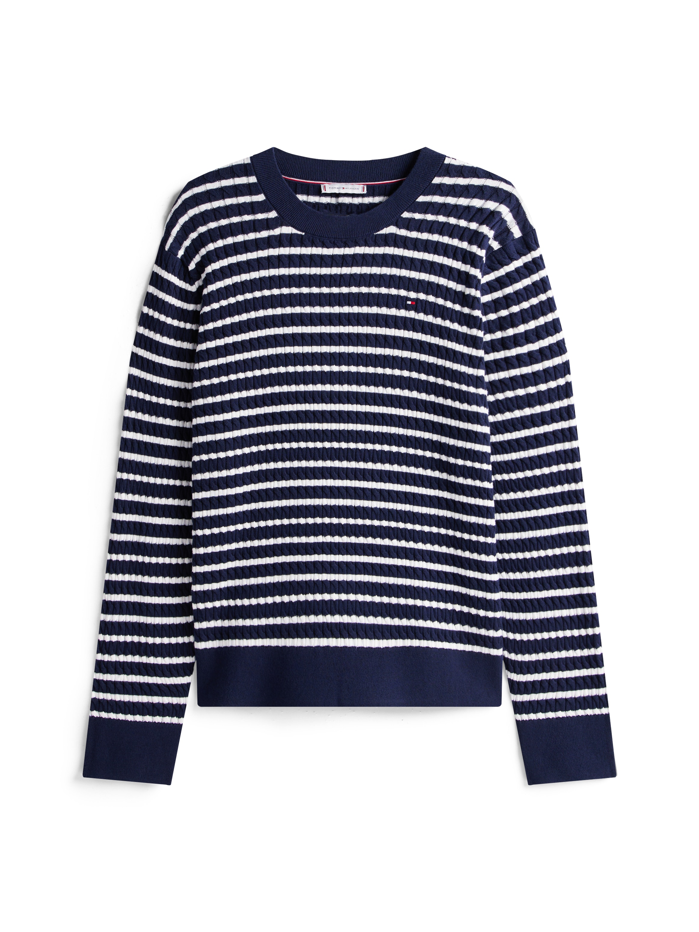 Tommy Hilfiger Curve Strickpullover »CRV CO CABLE FINE GG C-NK LS SWT«, in großen Größen, mit Zopfmuster