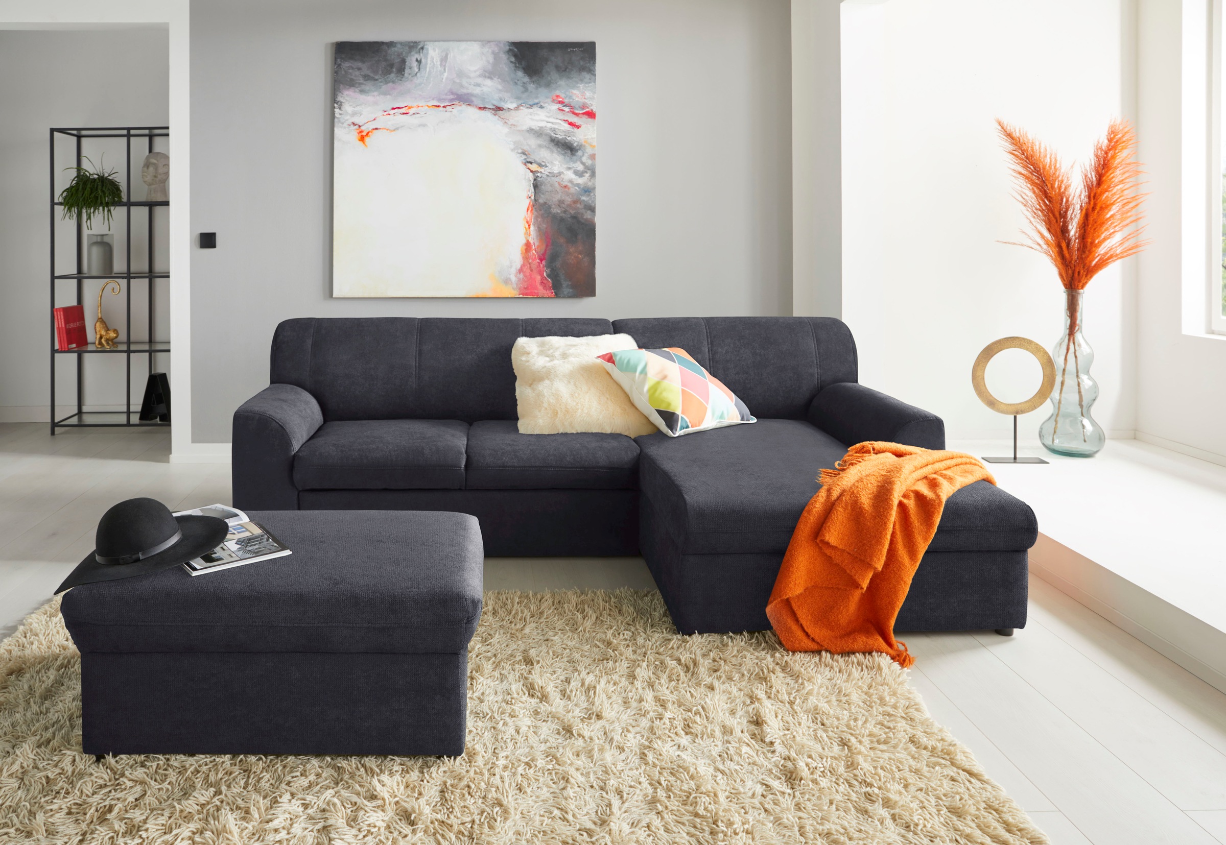 Thumbnail - DOMO collection Ecksofa "Topper, elegant und zeitlos, kompaktes Stellmaß 245/155cm, L-Form", mit Recamiere, wahlweise mi...
