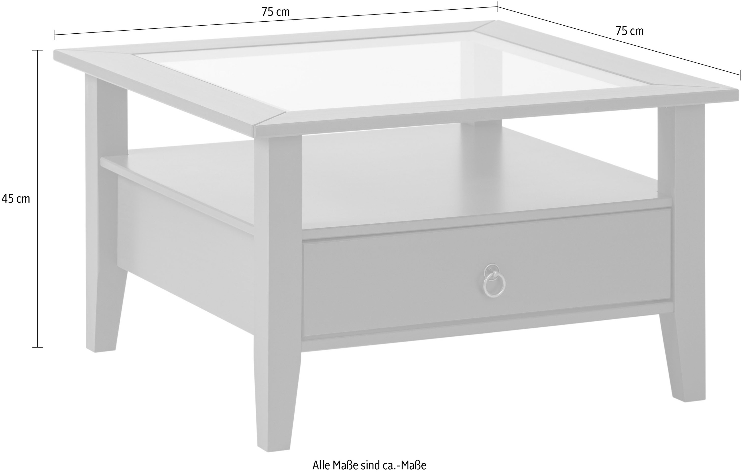 Inter Link Couchtisch »Couchtisch Provence« 1 Stk. tlg. Kiefer Massiv, Stauraum, BxTxH: ca. 75 x 75 x 45 cm