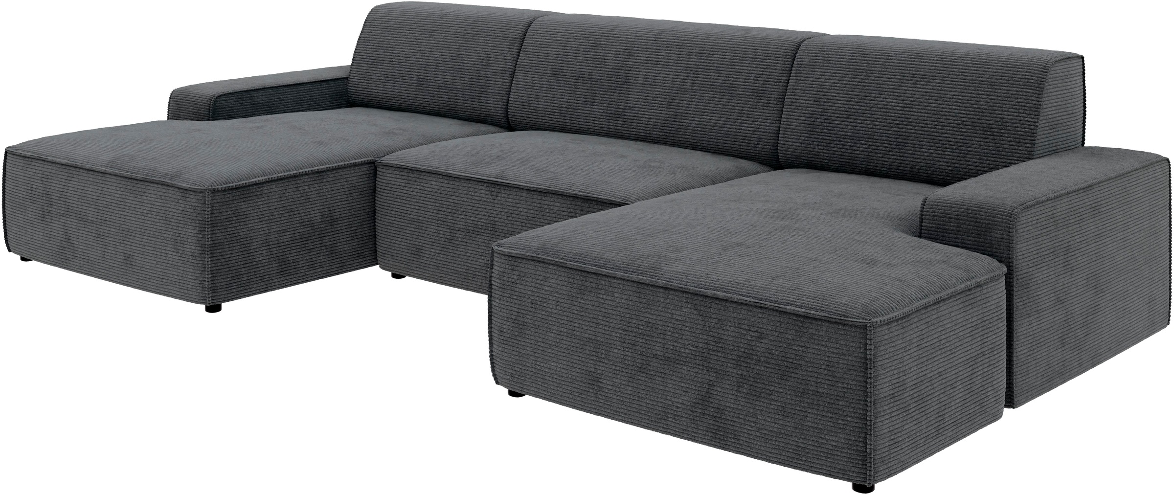 TRENDMANUFAKTUR Wohnlandschaft »Graz, wahlweise mit Sitzvorschub und Bettkasten, U-Form, Breite 329 cm«, in Cord-, haustierfreundlichem LEO Struktur- oder LUMOS-3D-Bezug