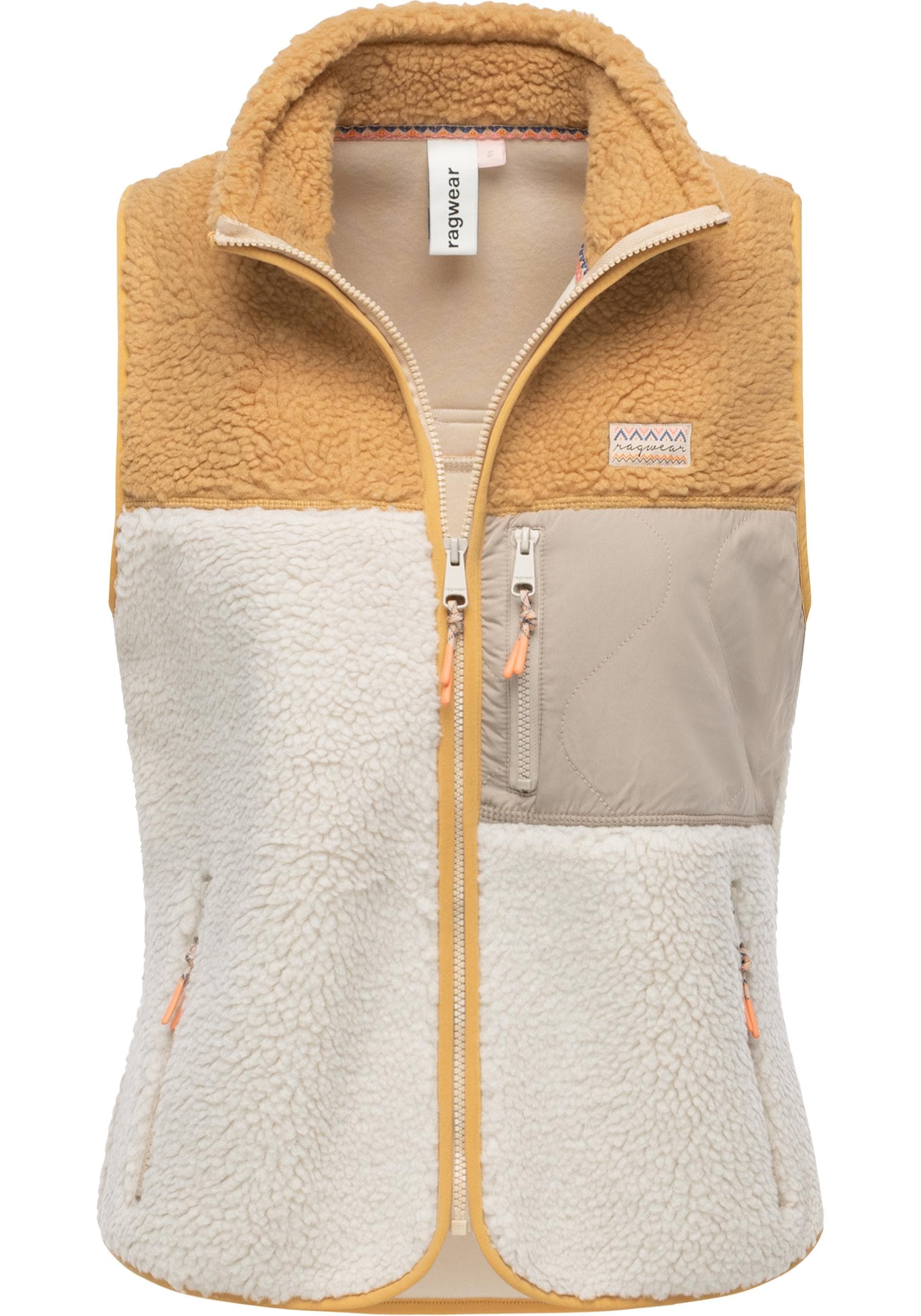 Ragwear Plüschweste »Junni Bonded«, warme Damen Weste aus Materialmix mit Teddy-Fleece