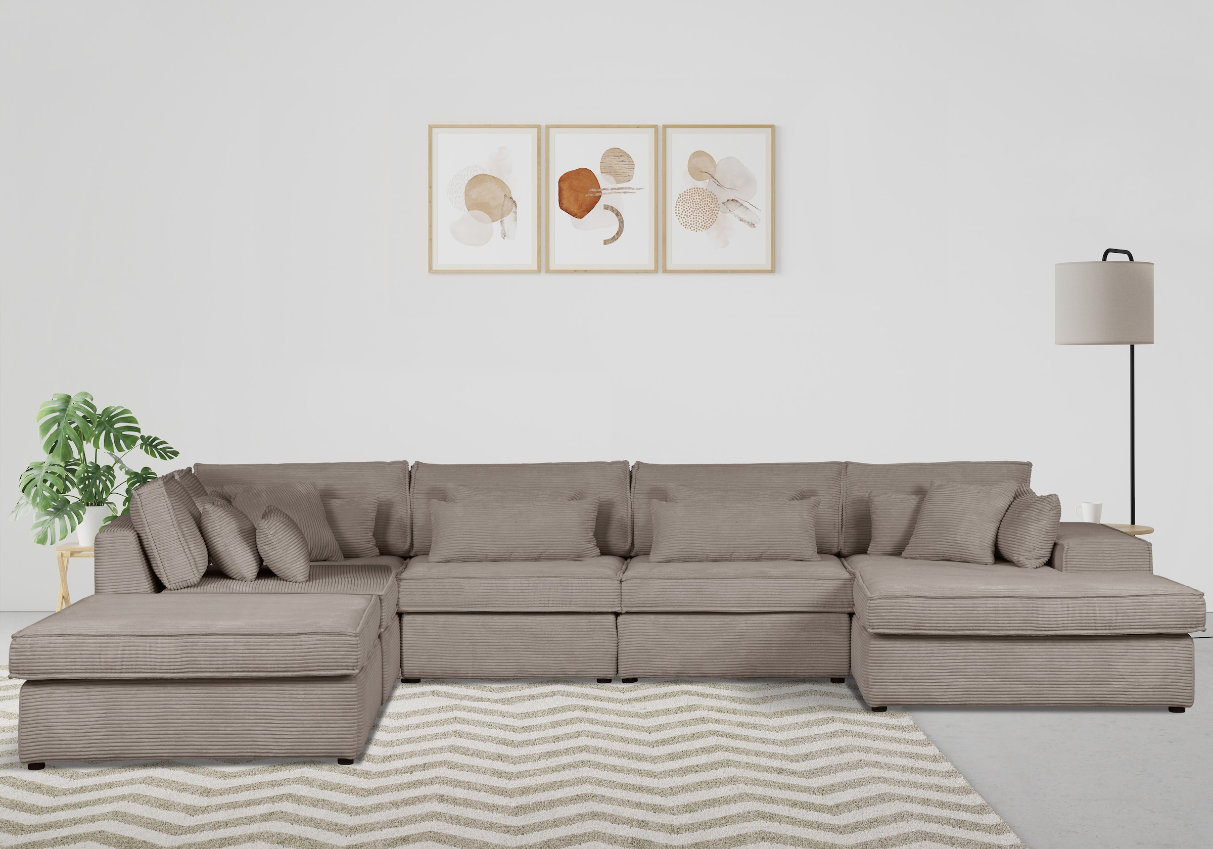 OTTO home Wohnlandschaft "Florid U-Form" 6 Teile, bestehend aus Modulen, viele Bezugsqualitäten, auch in Cord