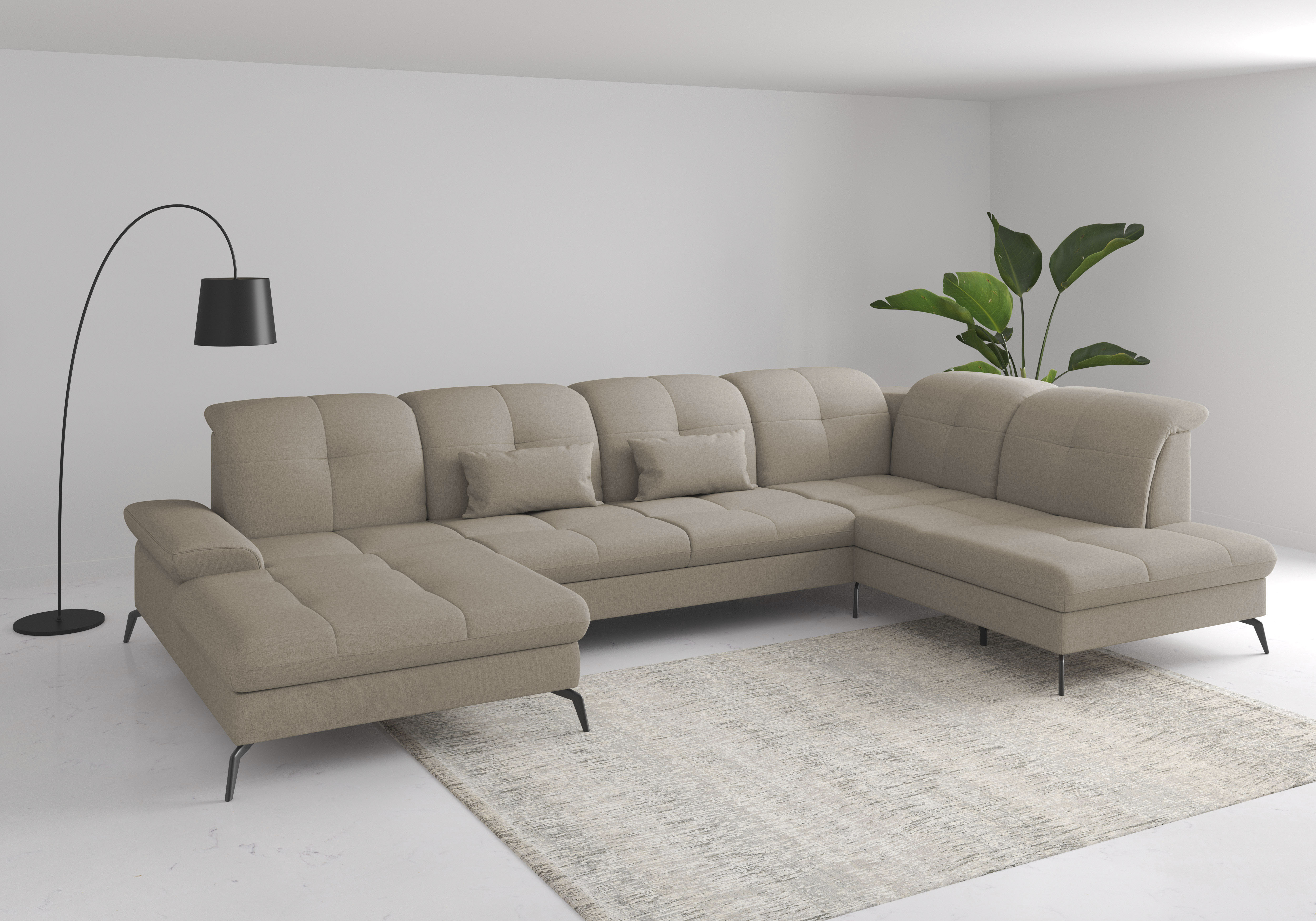 sit&more Wohnlandschaft "Amica, U-Form, inkl. Sitztiefenverstellung und Armteilverstellung" wahlweise mit Kopfteilverstellung, Schlaffunktion und Bettkasten