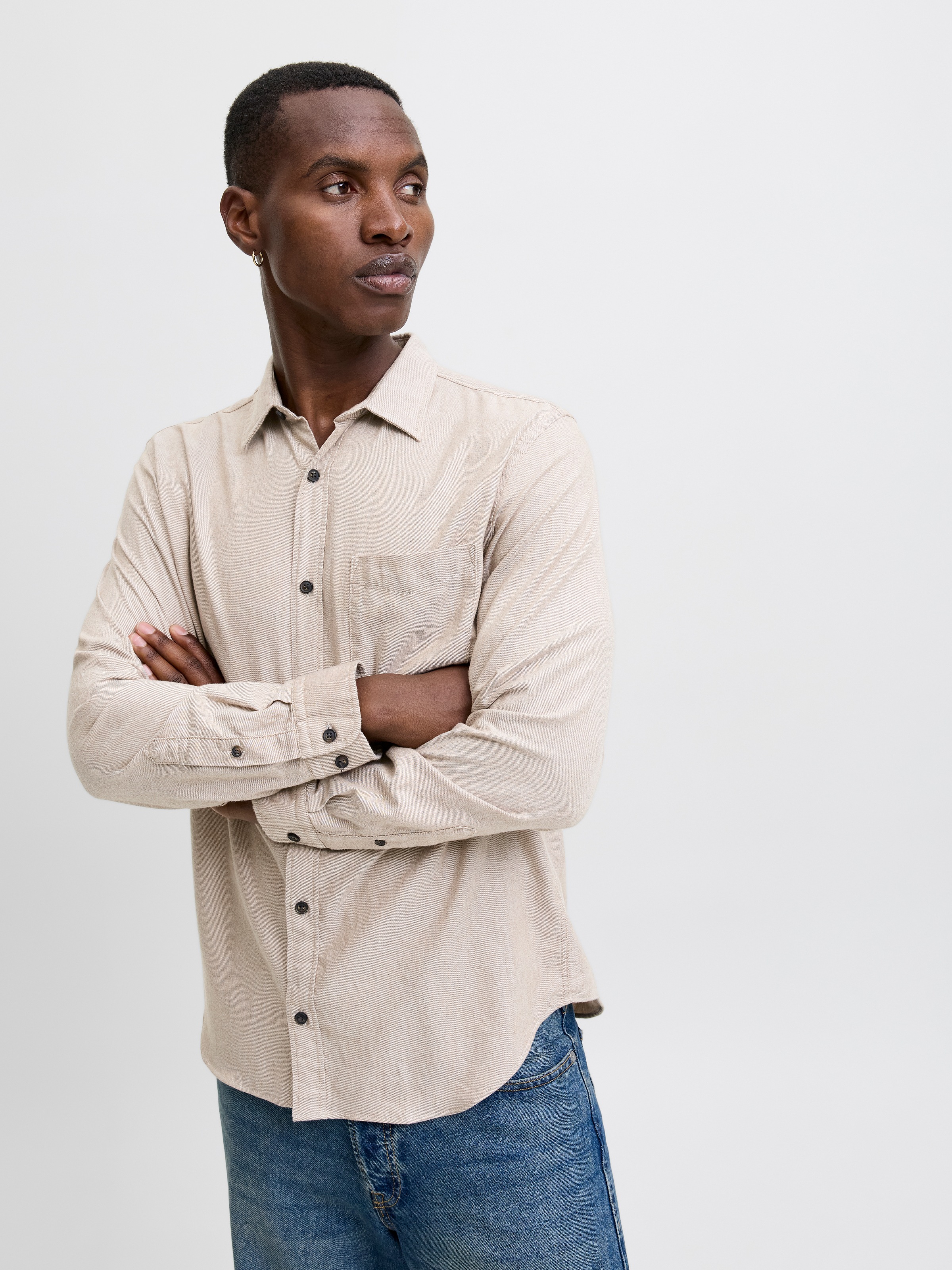 Jack & Jones Herren Freizeit Hemd JJECLASSIC MELANGE SHIRT Regular Fit günstig online kaufen
