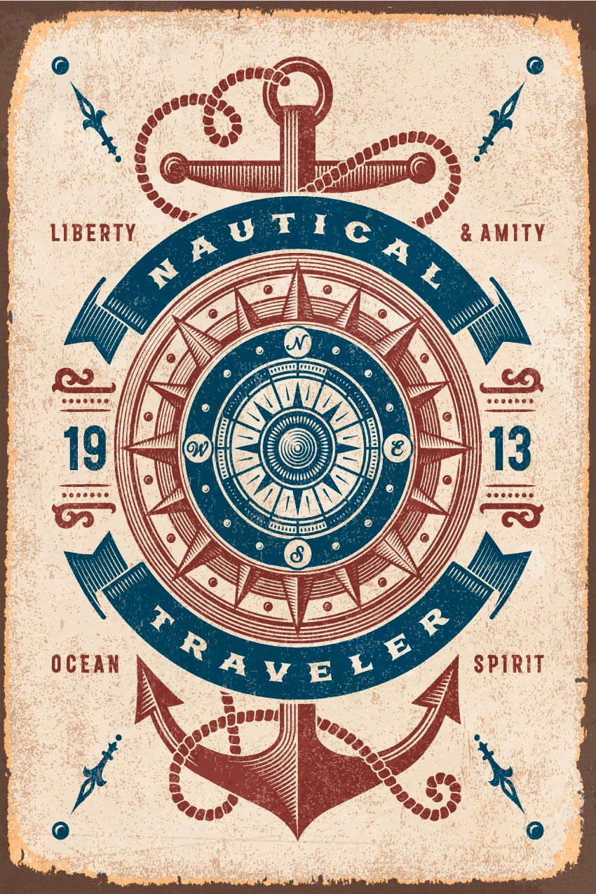 queence Metallbild "Nautical" Anker  Schriftzug  Schriftzüge 1 Stk. tlg. St günstig online kaufen