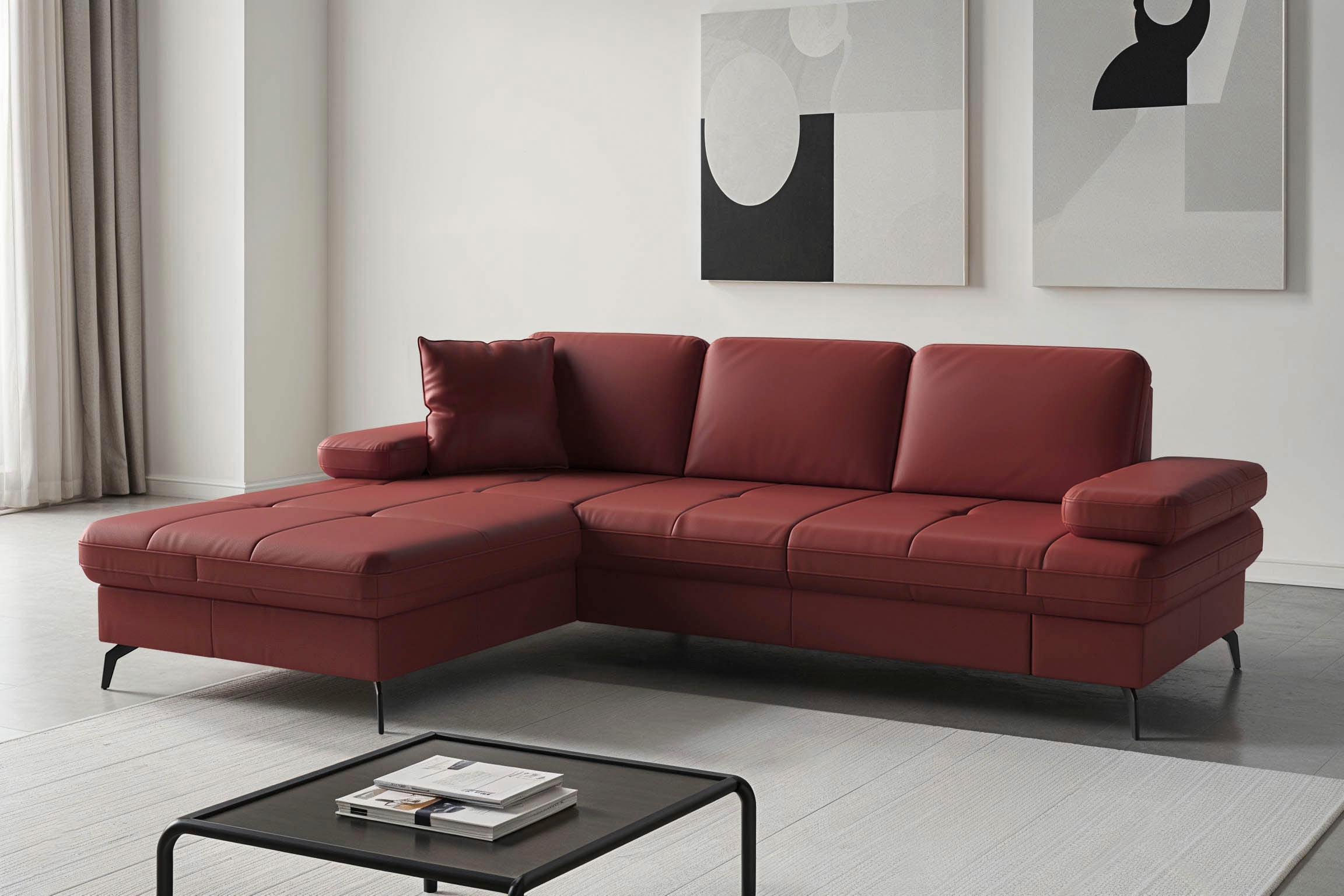 Ecksofa SIT & MORE "Morris Jubi, Recamiere, Breite 247 cm", merlot, B:247cm H:83cm T:171cm, Sofas, Ecksofa, mit Armteilfunktion,, wahlweise mit Schlaffunktion
