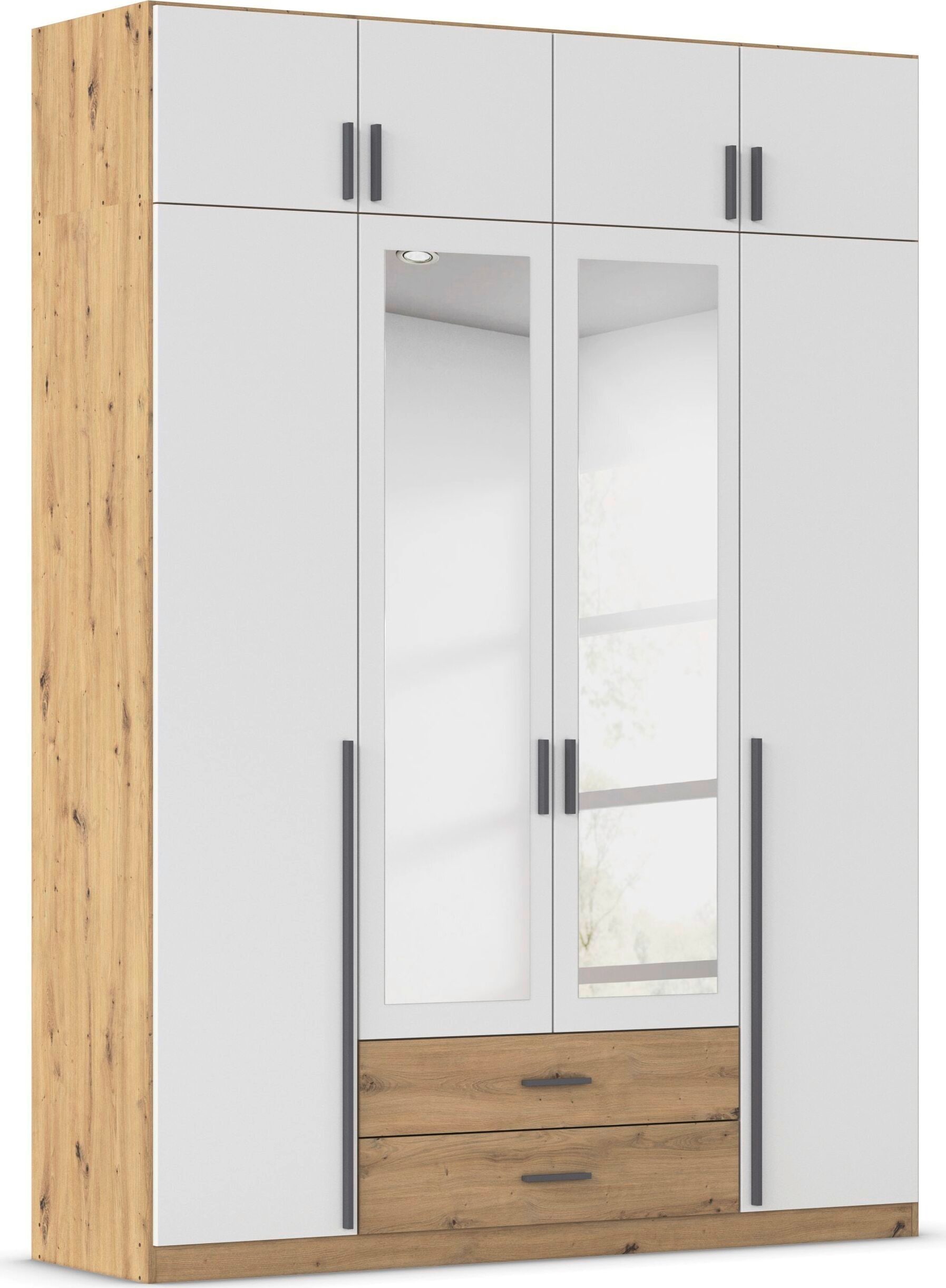 rauch Kleiderschrank "Schrank Garderobe Wäscheschrank GAMMA in 4 Breiten 91-226 cm" 3 verschiedene Ausstattungen BASIC/CLASSIC/PREMIUM (inkl. SOFT-CLOSE), mit Schubladen und Schrankaufsatz sowie Spiegel MADE IN GERMANY
