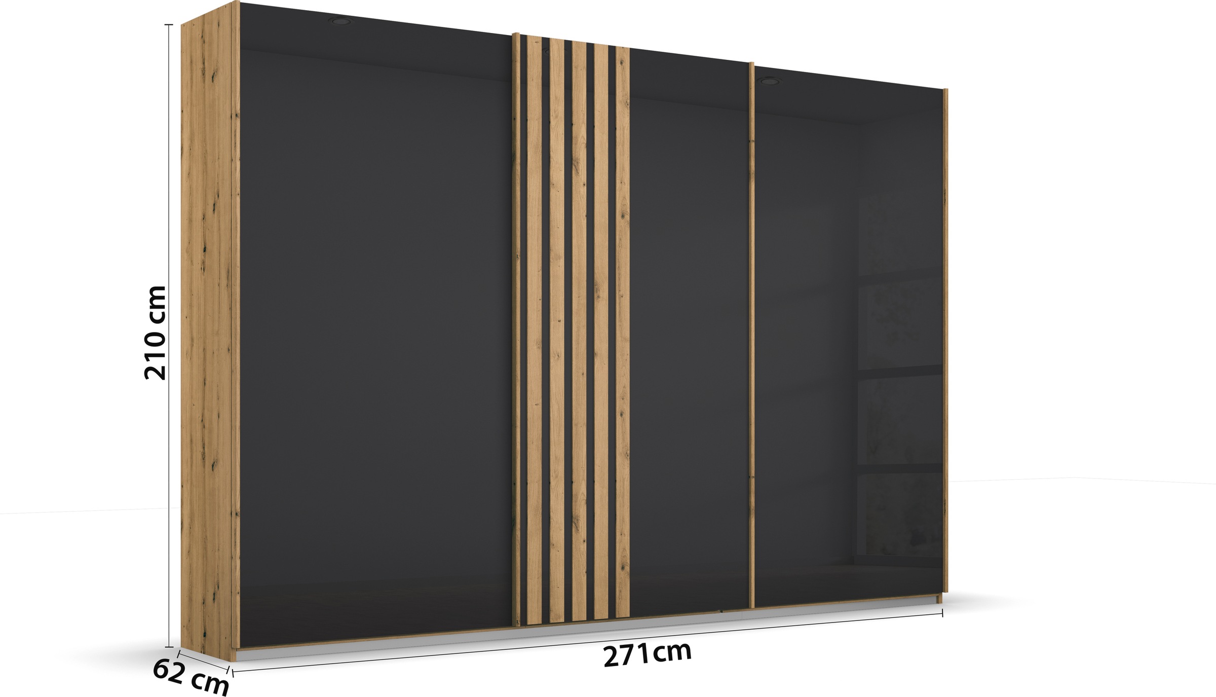 rauch Schwebetürenschrank »Mosbach«, in moderner Lamellen-Optik und Glasfront