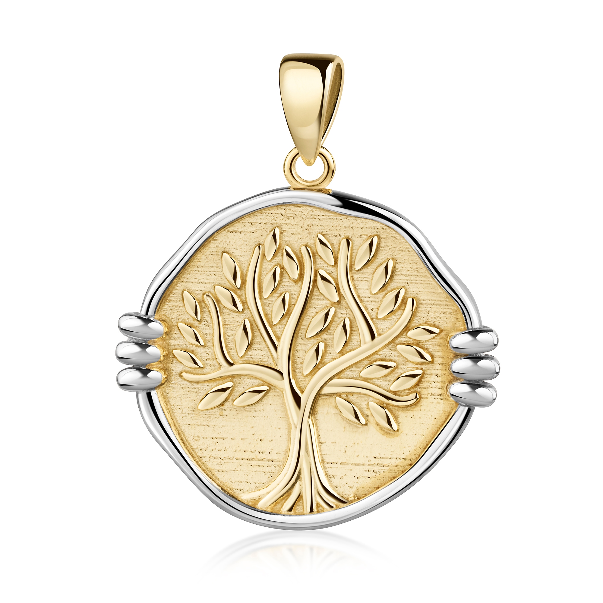 FIRETTI Damen Kettenanhänger "Schmuck Geschenk Gold 375 Halsschmuck Anhänger Baum des Lebens bicolor", Gelbgold 375, 2,4 ggelbgoldfarben,