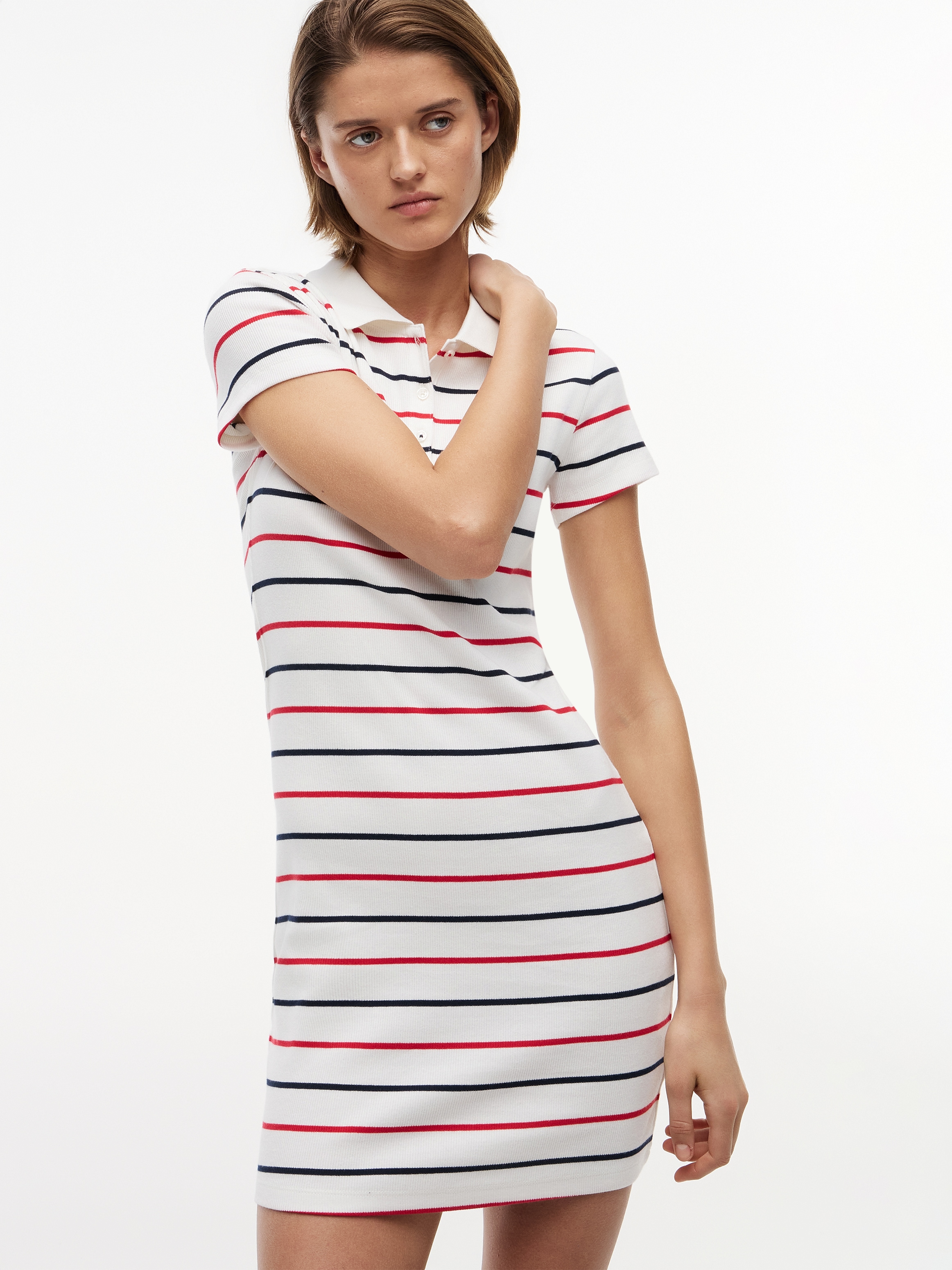 Tommy Jeans Polokleid "TJW RIB BODYCON POLO DRESS" Baumwollmischung, figurbetont, in gerippter Struktur