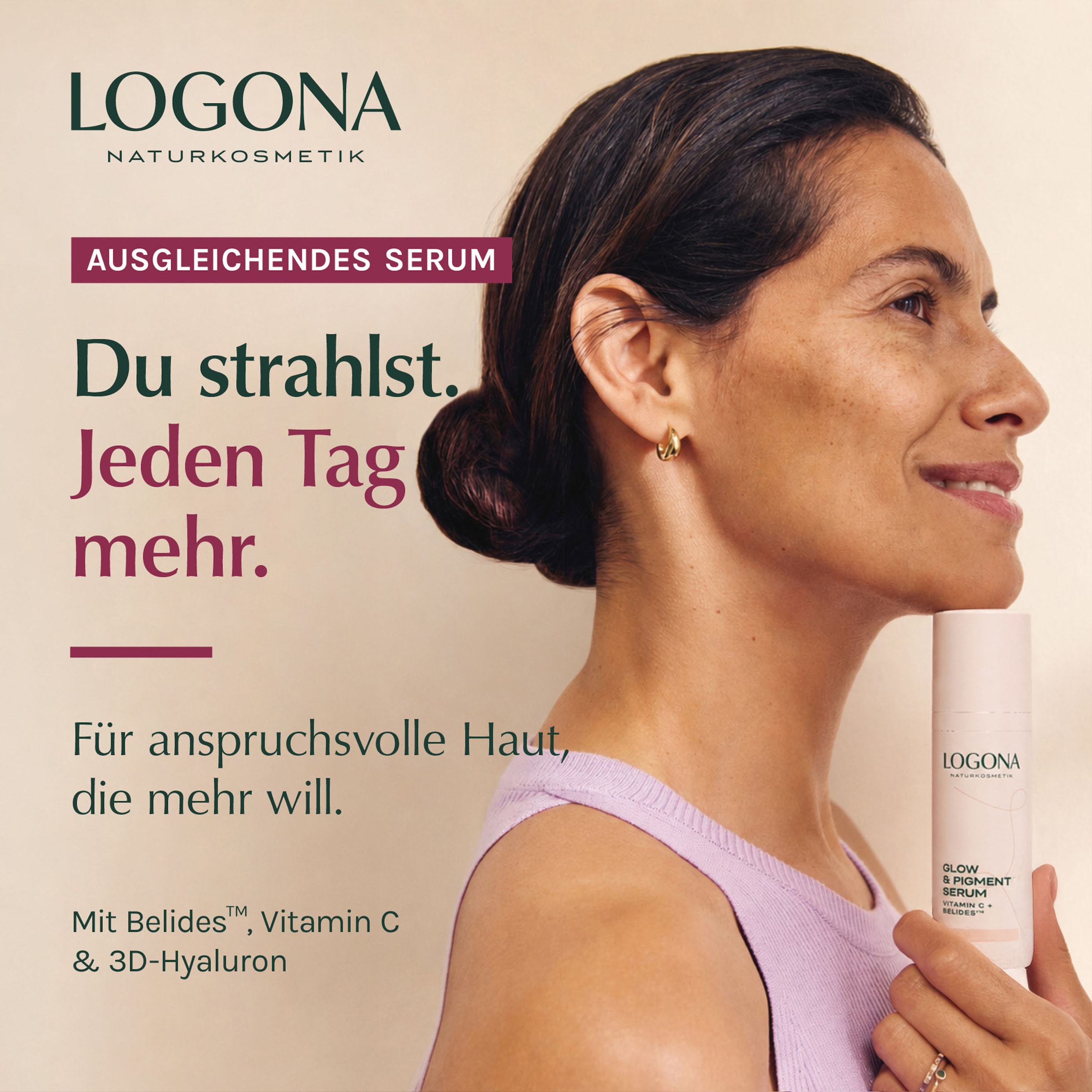 LOGONA Gesichtsserum »GLOW & PIGMENT SERUM« mit Belides™ und Vitamin C, Fluid-Textur