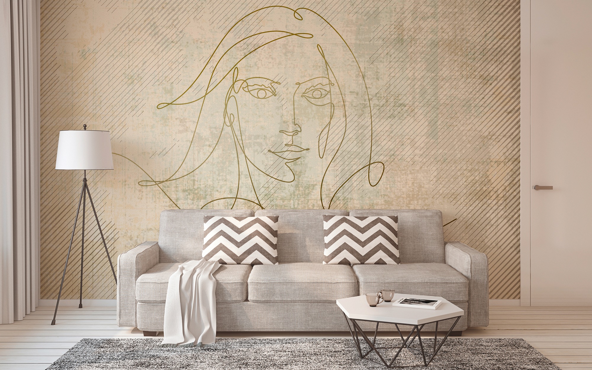 Architects Paper Fototapete »Atelier 47 Golden Line 2«, abstrakt, Vlies, Wand, Schräge, Decke