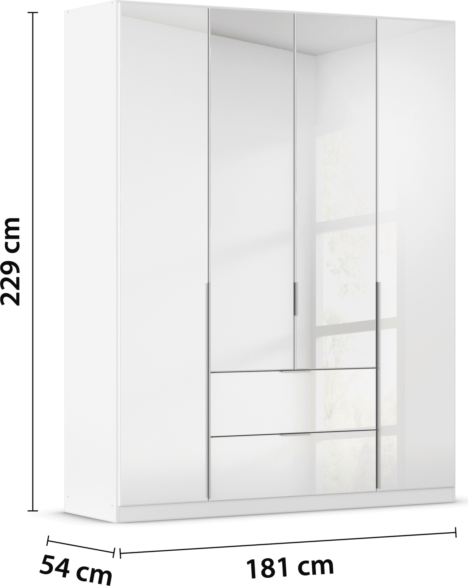 rauch Drehtürenschrank »Kleiderschrank Kleiderschränke Schrank Garderobe AGORDO mit Glasfront«, mit Außenschubkästen, in 6 Breiten und 2 Höhen MADE IN GERMANY