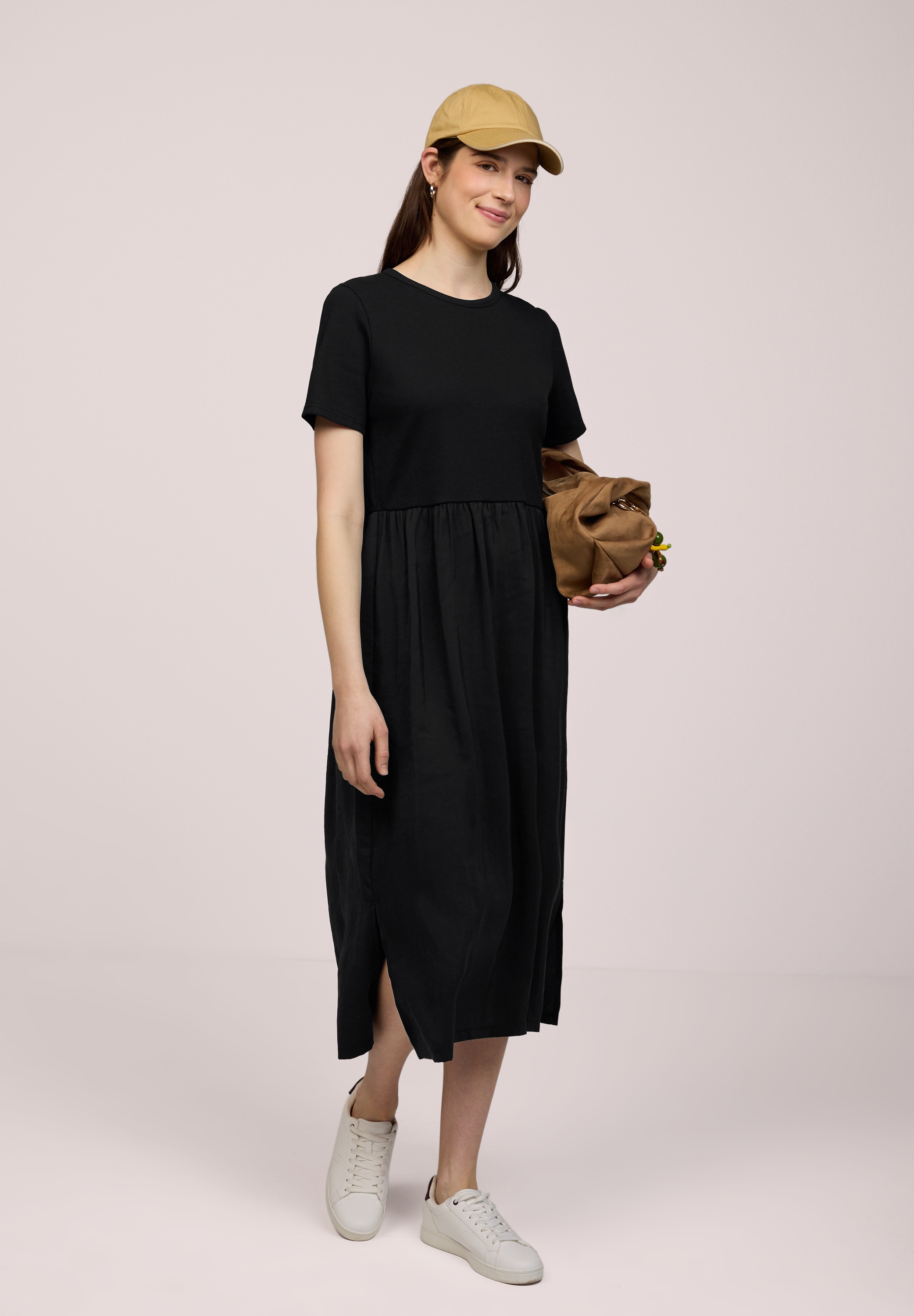 STREET ONE STUDIO Midikleid Ohne Taschen mit Rundhalsausschnitt