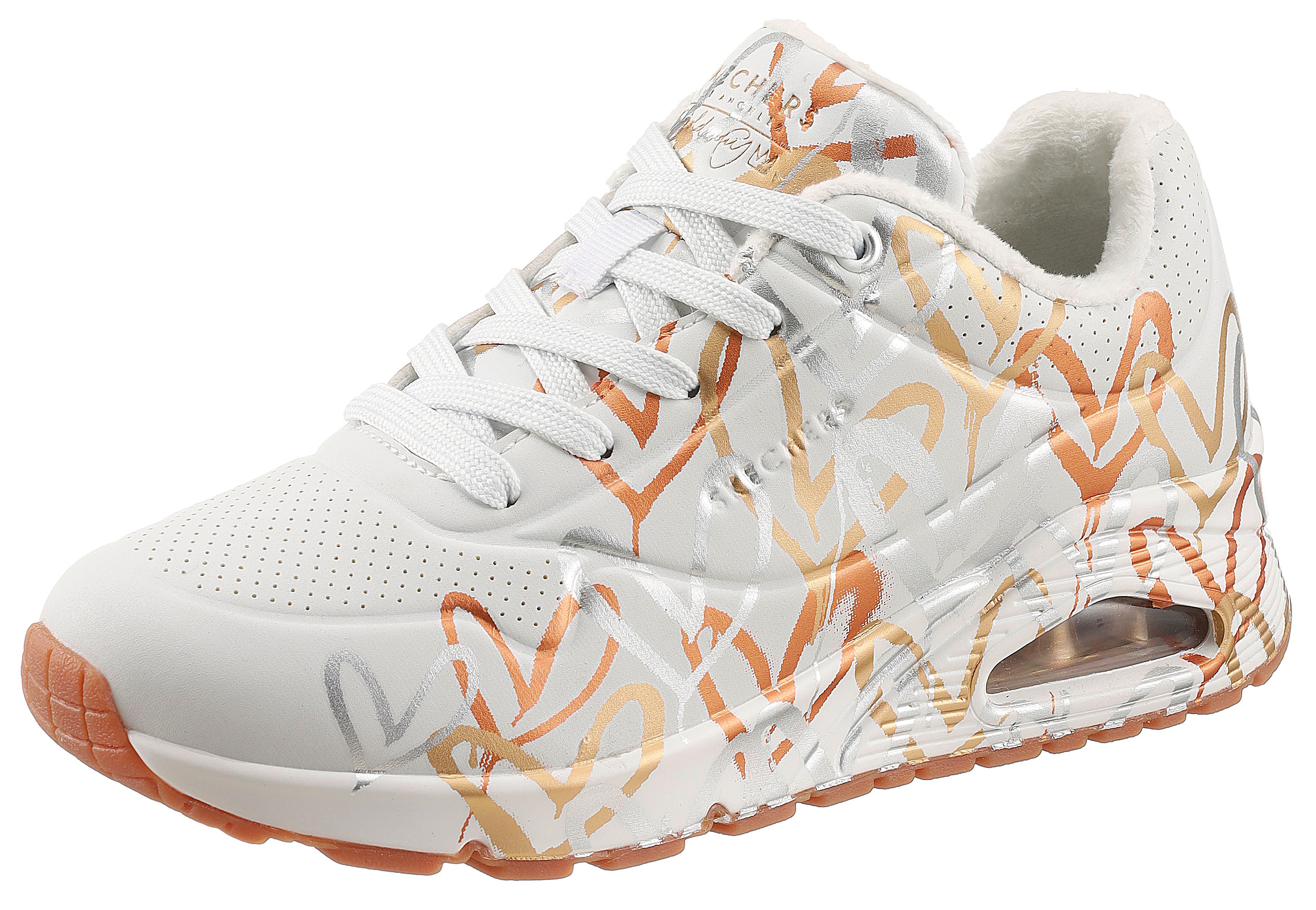 Skechers "UNO - METALLIC LOVE" Freizeitschuh, Halbschuh, Schnürschuh mit trendigen Metallic-Print