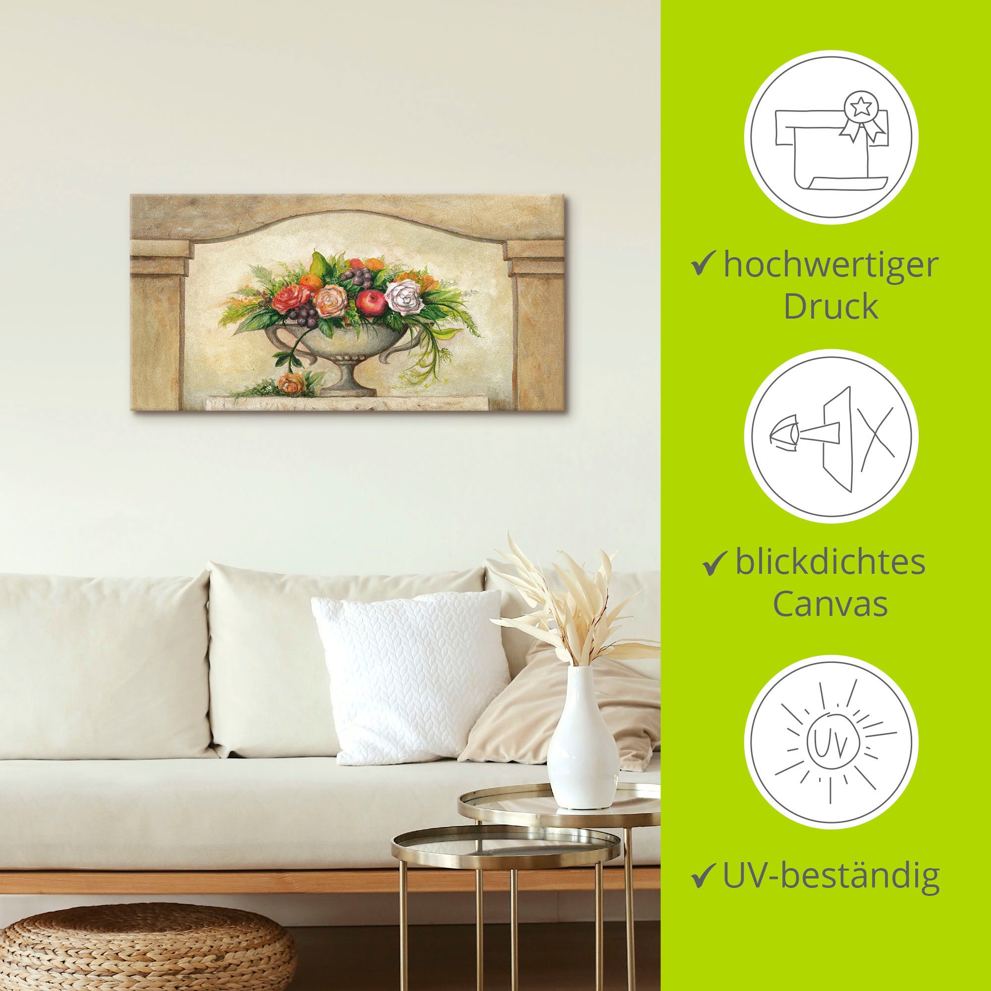 Artland Leinwandbild »Fresco Stillleben«, Arrangements, (1 St.), auf Keilrahmen gespannt