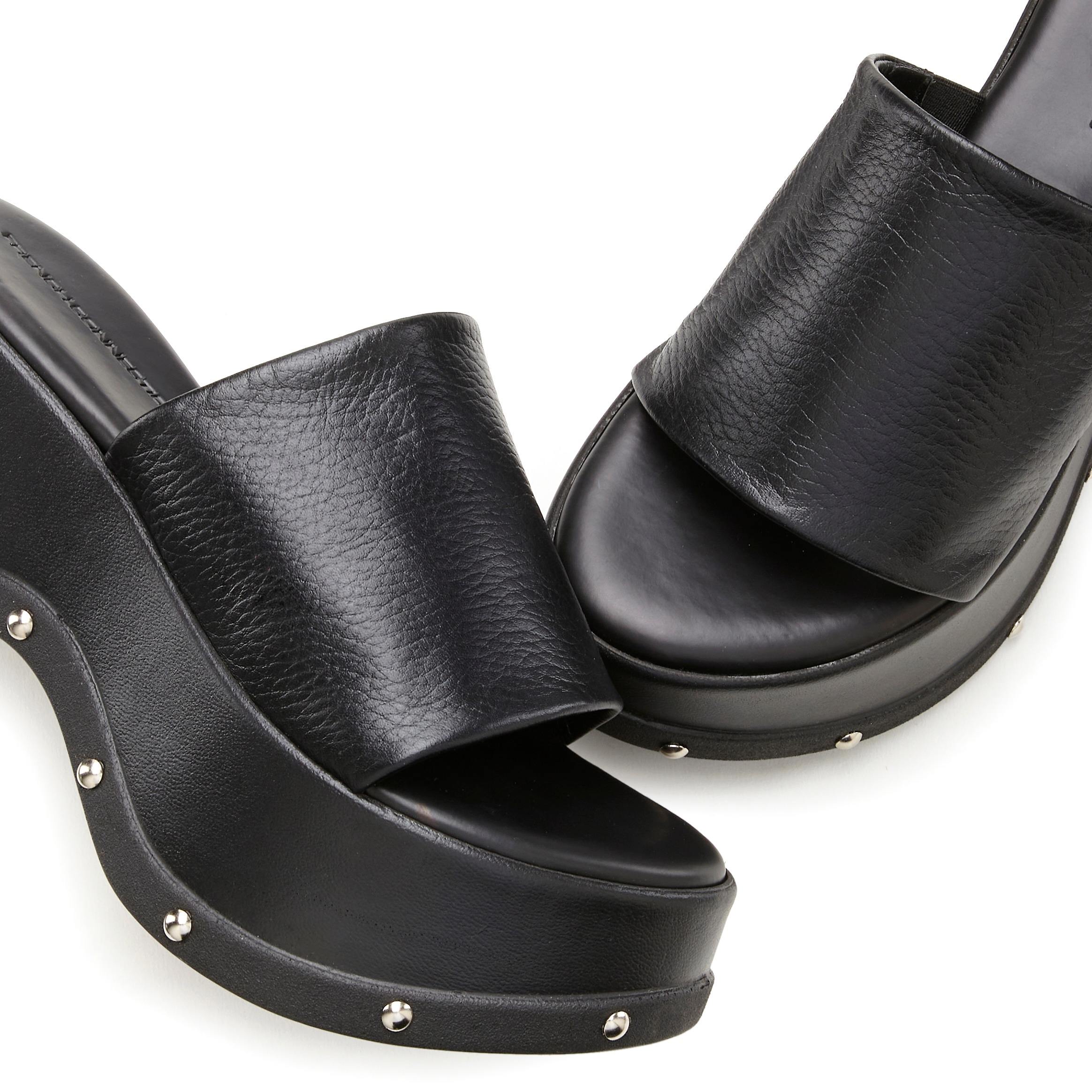 French Connection Pantolette, Mule, Sandale, offener Schuh aus Leder mit modischer Plateausohle