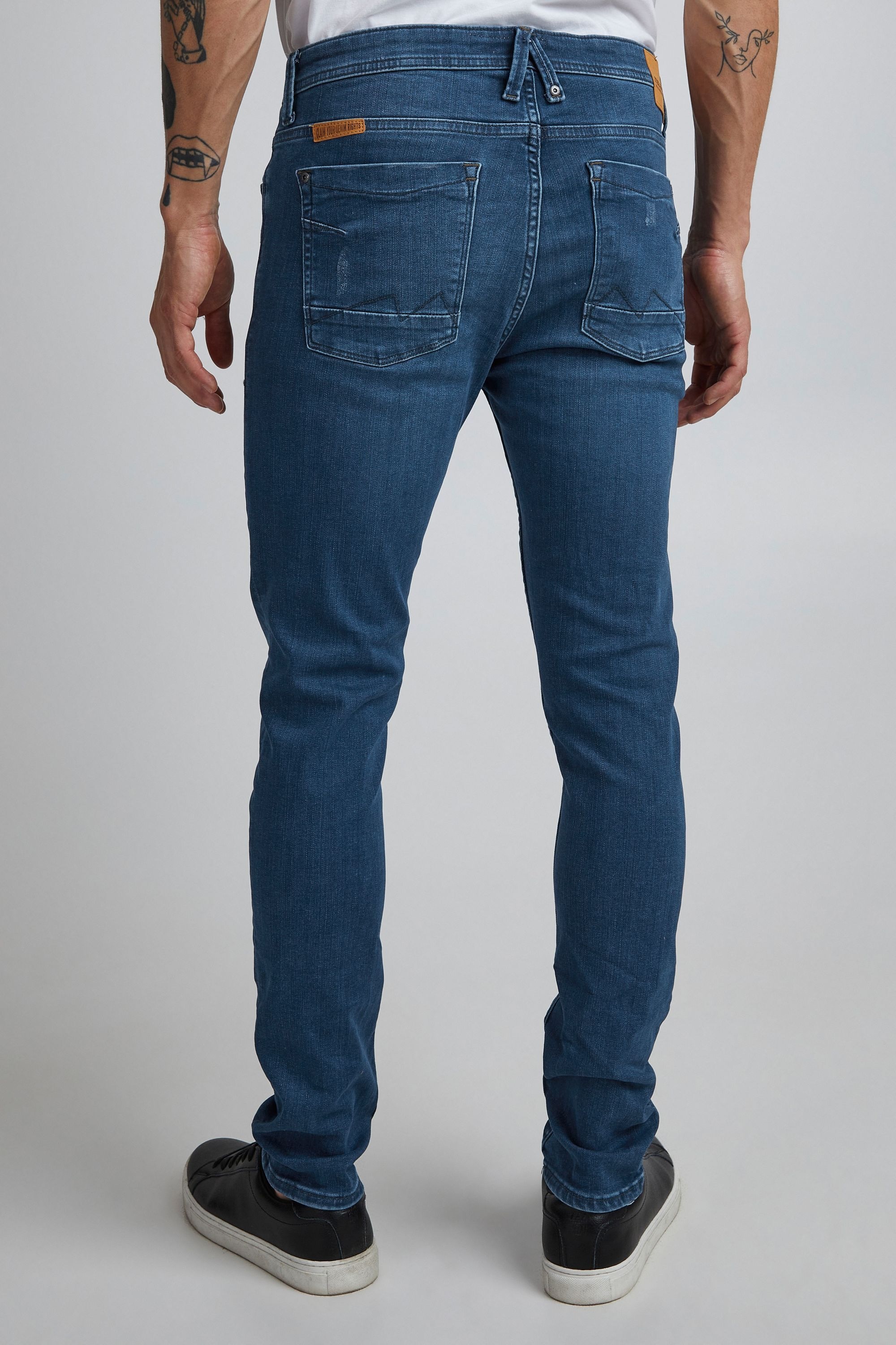 Skinny-fit-Jeans BLEND "Skinny Jeans BHEcho", Herren, Gr. 33, Länge 32, blau (denim middle blau), Obermaterial: 89% Baumwolle CO. 7% Elastodien ED. 4% Elasthan EL., Jeans 6