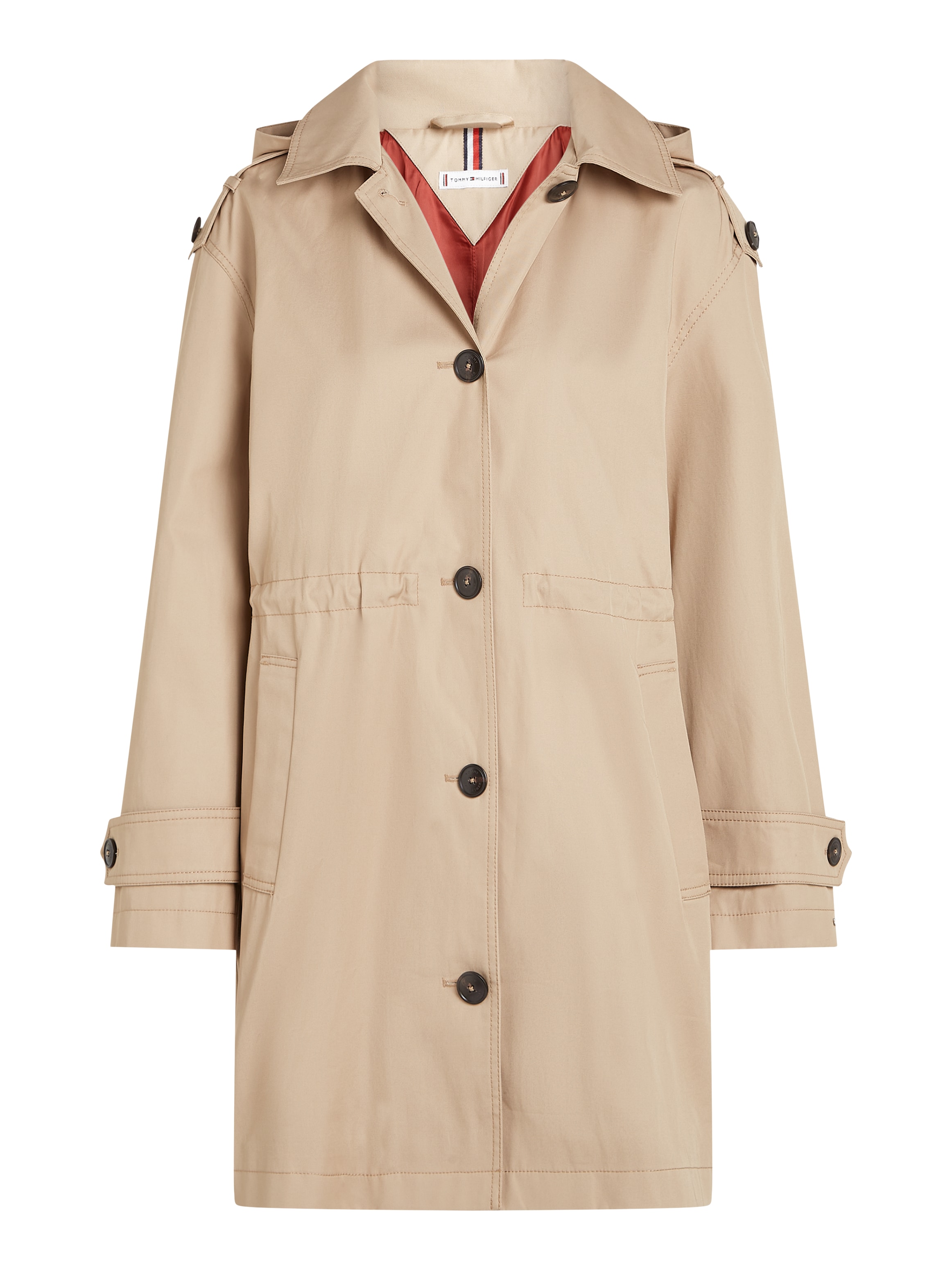 Tommy Hilfiger Parka »ESS COTTON HOOD PARKA«, mit Kapuze, im Trench Coat Look, mit Kapuze, mit Taillengürtel