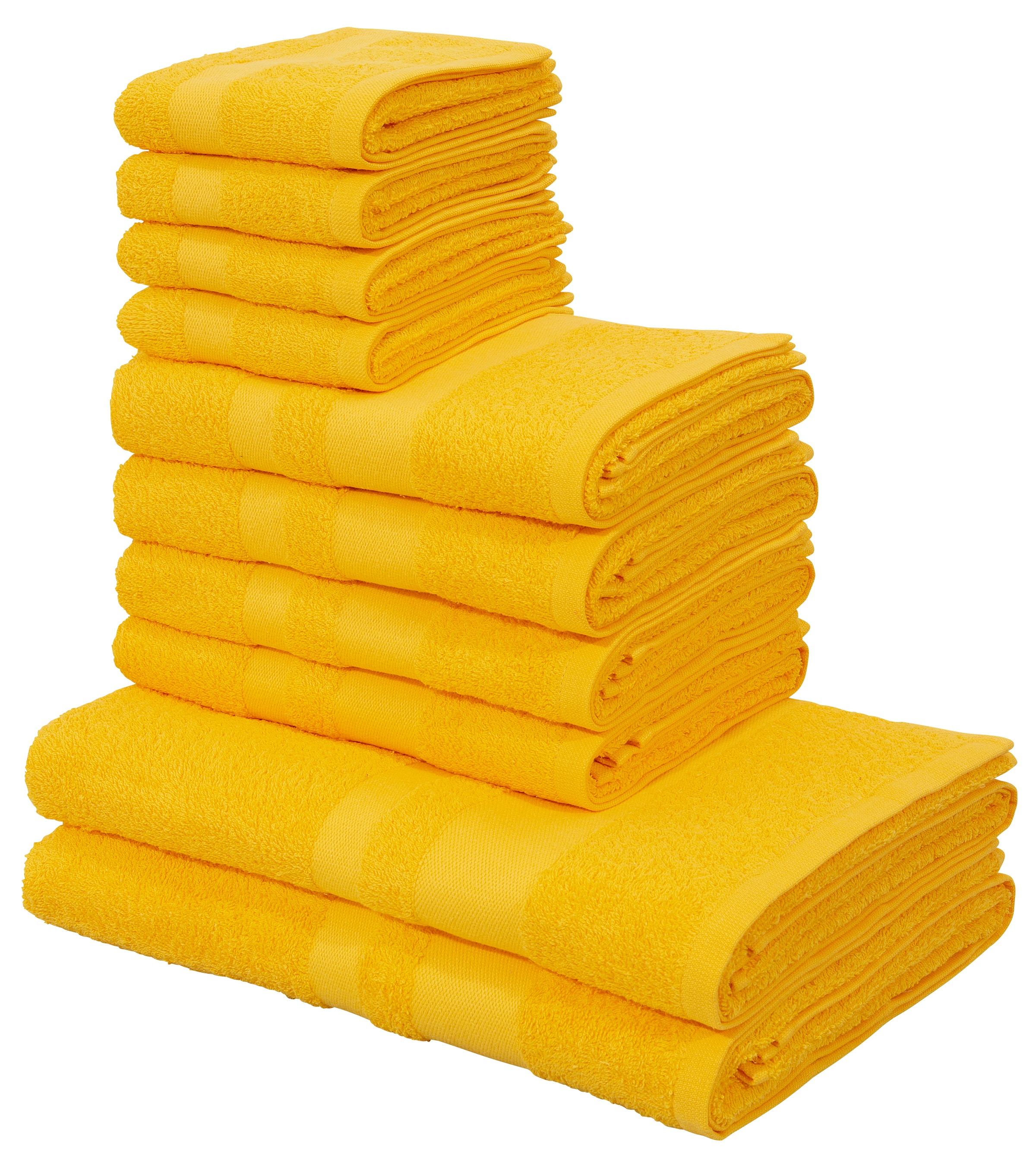 my home Handtuch Set »Vanessa, Handtücher mit Bordüre«, Set, 10 tlg.,  Walkfrottee, einfarbige Duschtücher, Handtücher und Gästetücher aus 100%  Baumwolle | BAUR