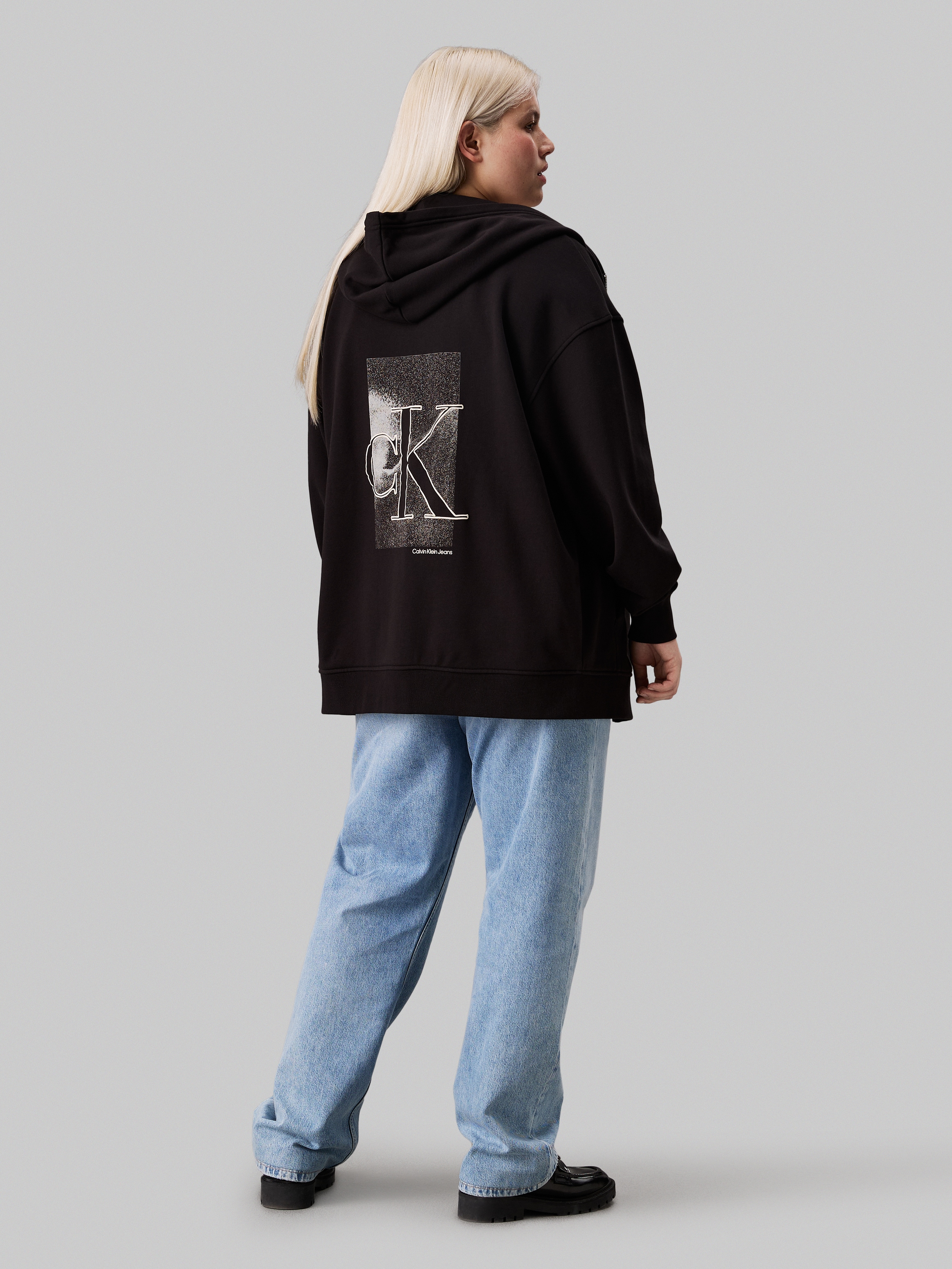 Calvin Klein Jeans Plus Sweatshirt »PLUS DIFFUSED CK ZIP-THROUGH«, in Großen Größen mit Backprint