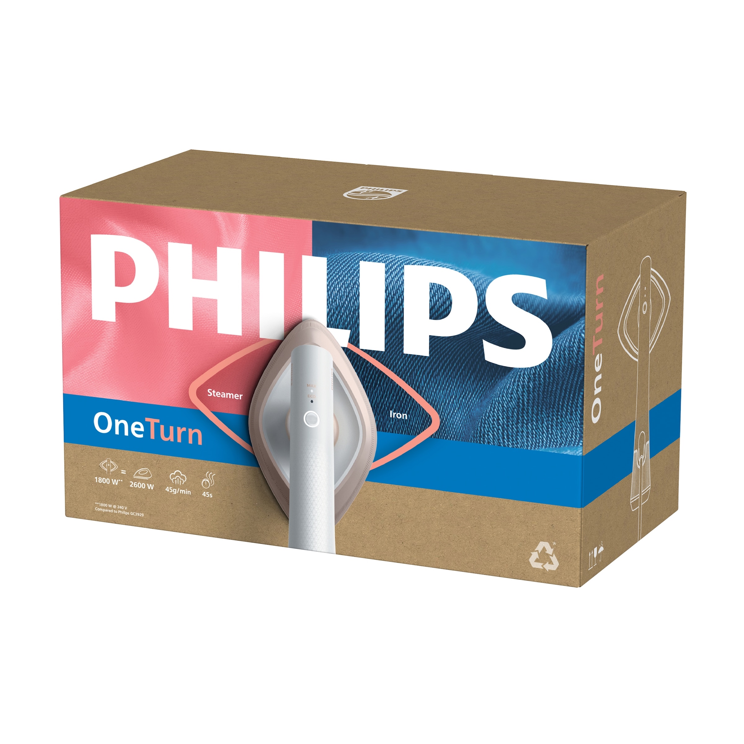 Philips Dampfbügeleisen »GC213/50 OneTurn 2-in-1 Bügeleisen & Steamer, StyleMat & Dock inkl.« 1800 W 1800 W, SteamGlide Plus, 200ml Wasserbehälter und 90 g Dampfstoß