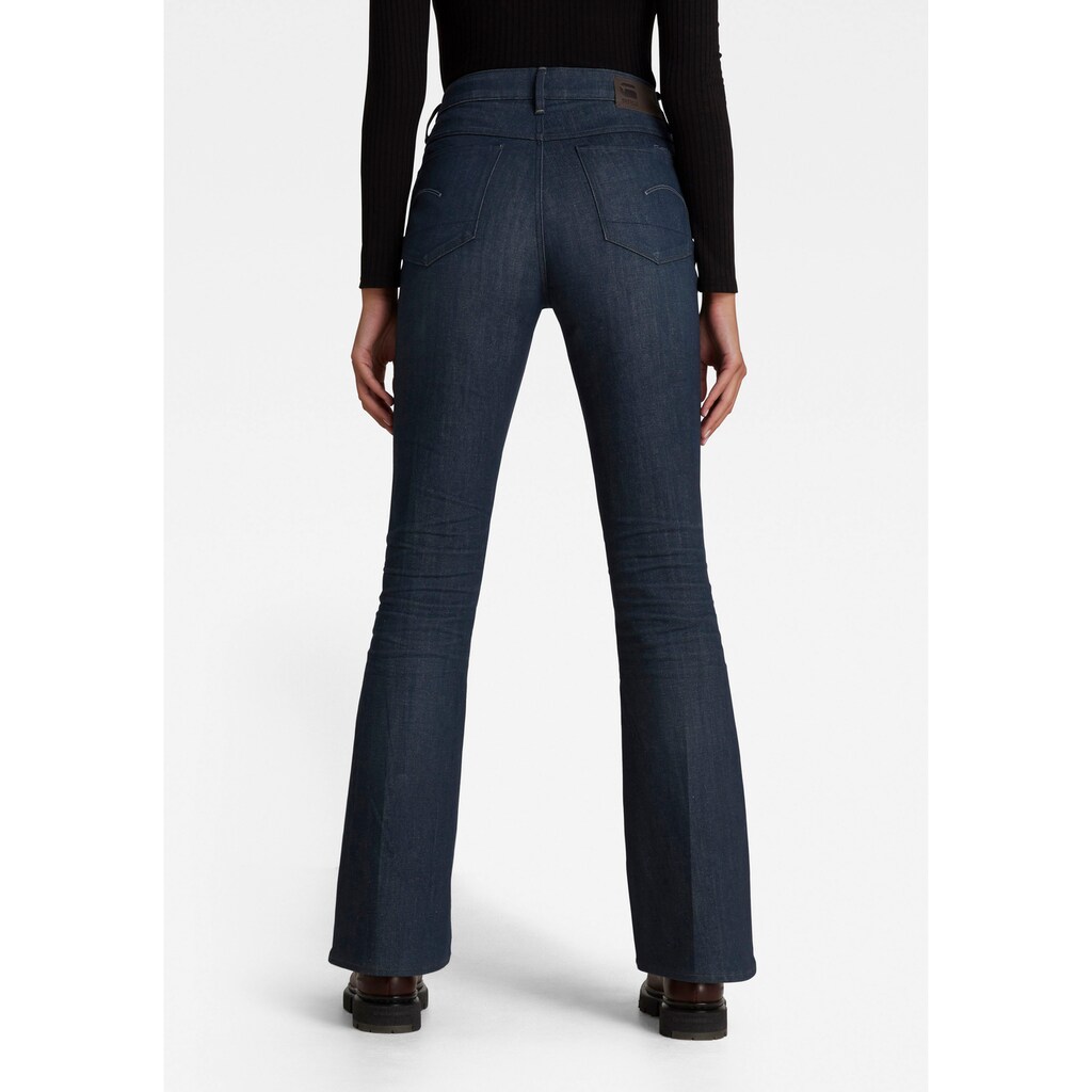 Damenmode Jeans G-Star RAW Weite Jeans »3301 Flare«, mit hohen Bund und weiten Beinverlauf dark-blue