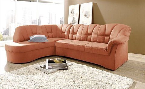 DOMO collection Ecksofa "Papenburg, zeitlose Rückensteppung, elegante Armlehne, L-Form" mit Ottomane, wahlweise mit Bettfunktion