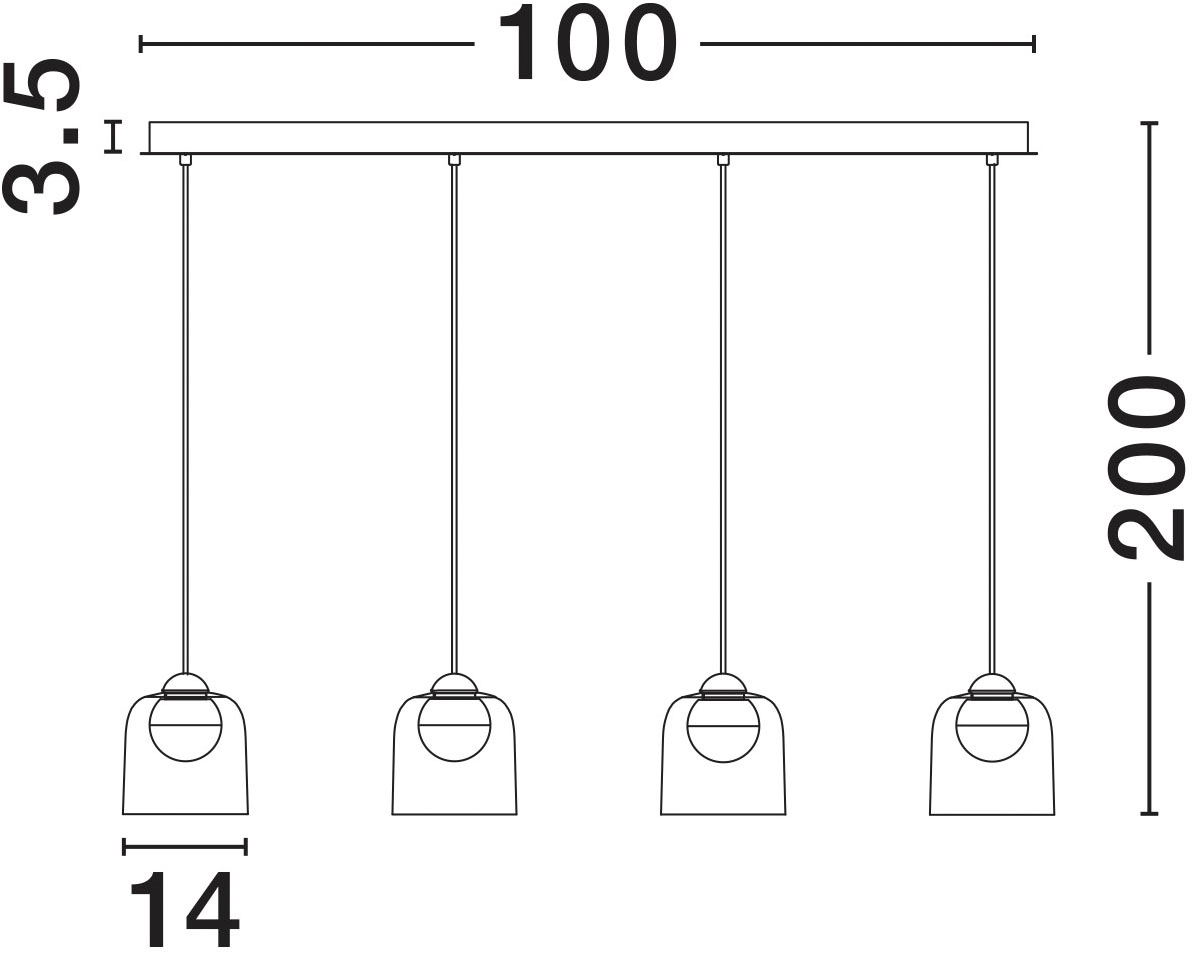 Nova Luce Pendelleuchte »DIONE«, 4 flammig, Leuchtmittel LED-Modul | LED fest integriert