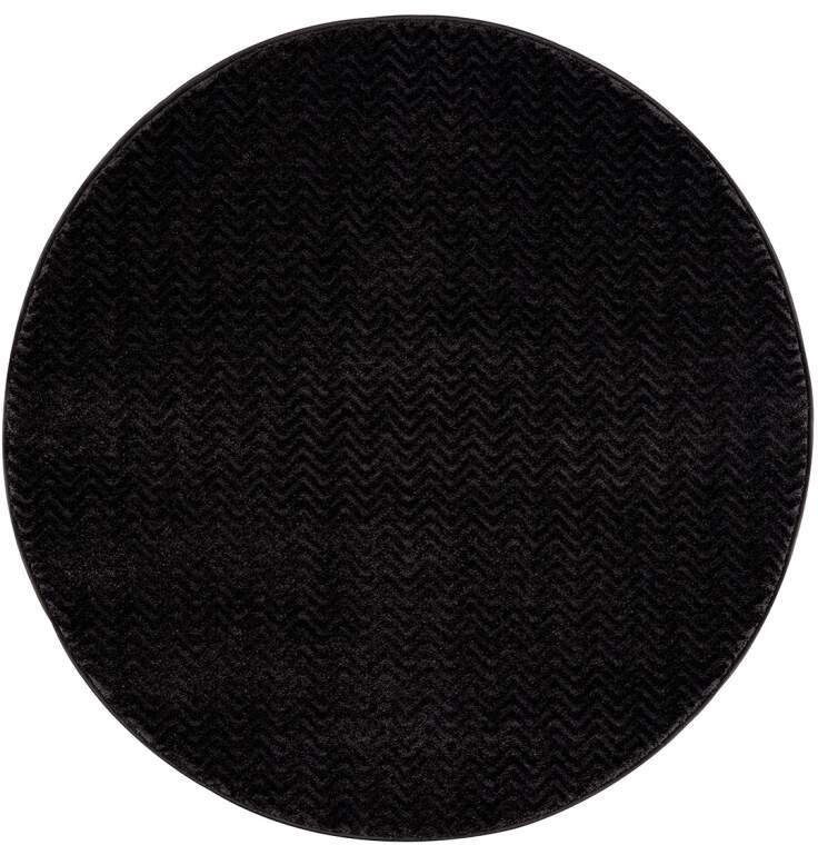 Carpet City Teppich »233-82-FANCY805-R«, rund, Kurzflor, Einfarbig, 3D-Optik, Zickzack Look
