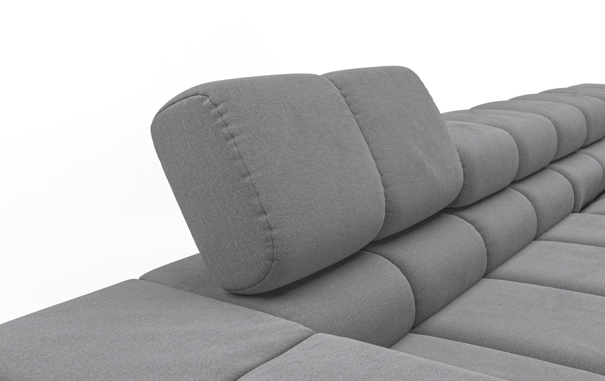 INOSIGN Ecksofa »Ancona New, wahlweise motorische Sitztiefenverstellung, auch in Cord«, feine Steppung, mit Kopfteilverstellung, 3 Zierkissen, L-Form