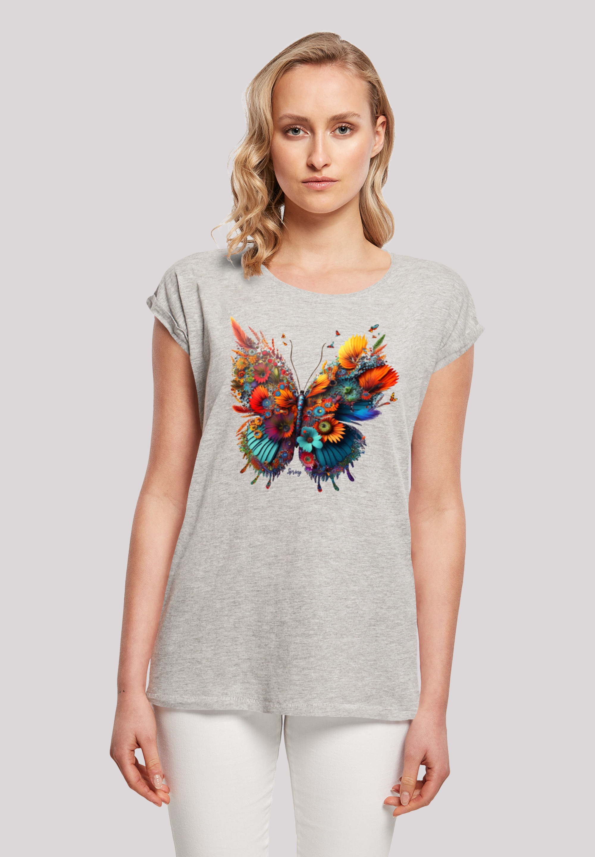 F4NT4STIC T-Shirt "Schmetterling Blumen", Print