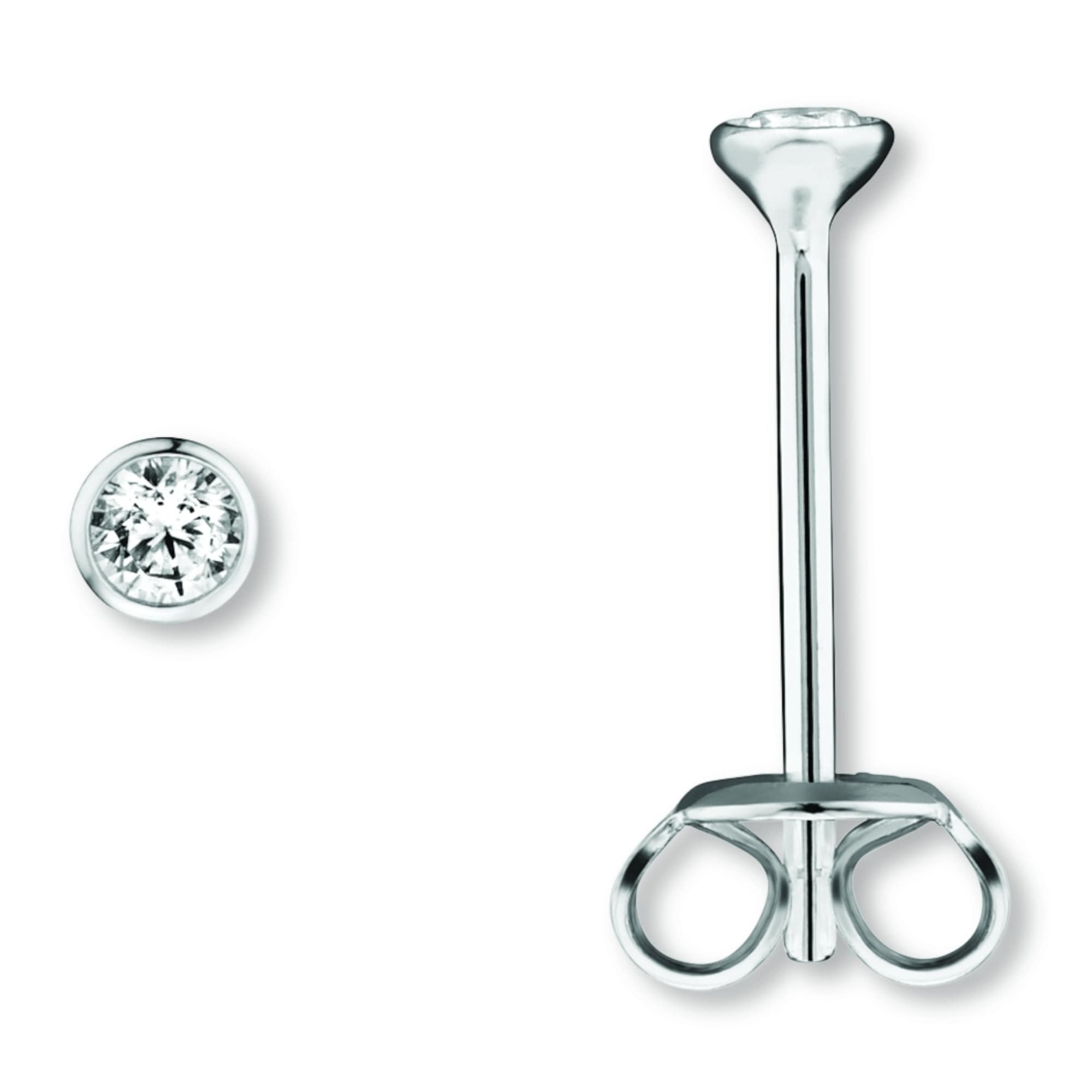 ONE ELEMENT Zirkonia Zarge Sterling Silver Stud Earrings Silver
