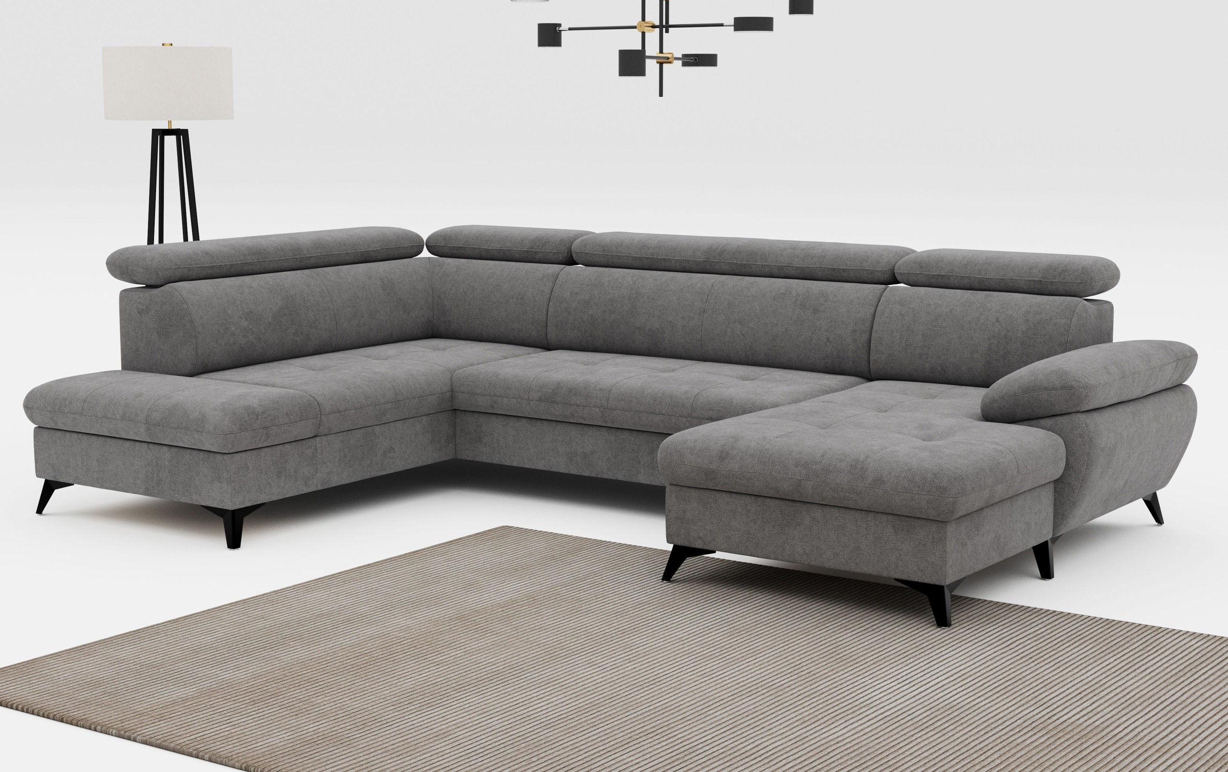 COTTA Hudson U-Shape Sectional Sofa, 324cm Grey 4